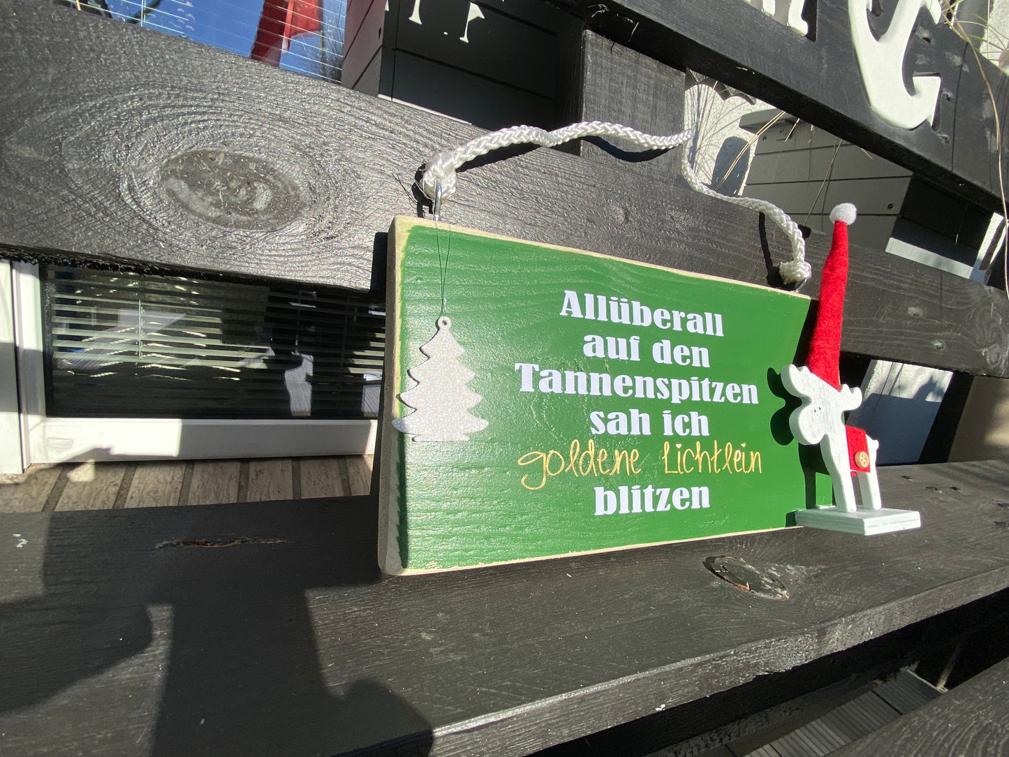 Weihnachtsdeko Holzschild Wandschild Schild Dekoschild Advent Tanne grün Xmas Christmas Manapal