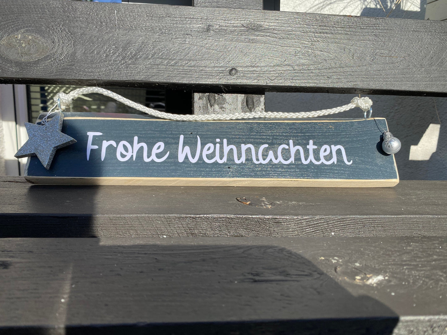 Frohes Fest 40x8 Weihnachten Christbaum Kugel Weihnachtsdeko Holzschild Wandschild Schild Dekoschild Advent Tanne grün Xmas Christmas