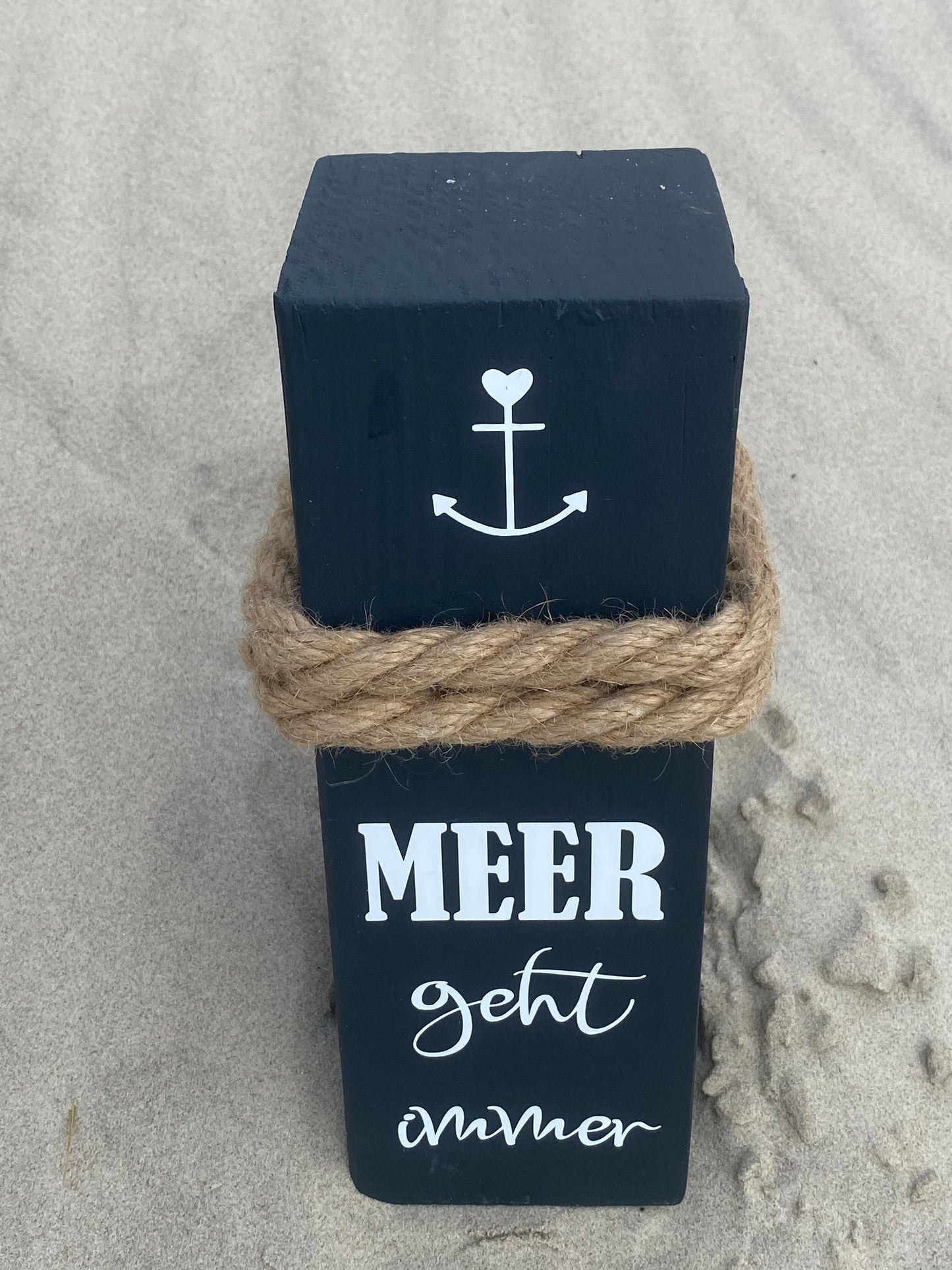 Meer geht immer anthrazit maritime Deko Dekosäule Poller Holz Anker Stele Dalben Gartendeko maritim Heimathafen