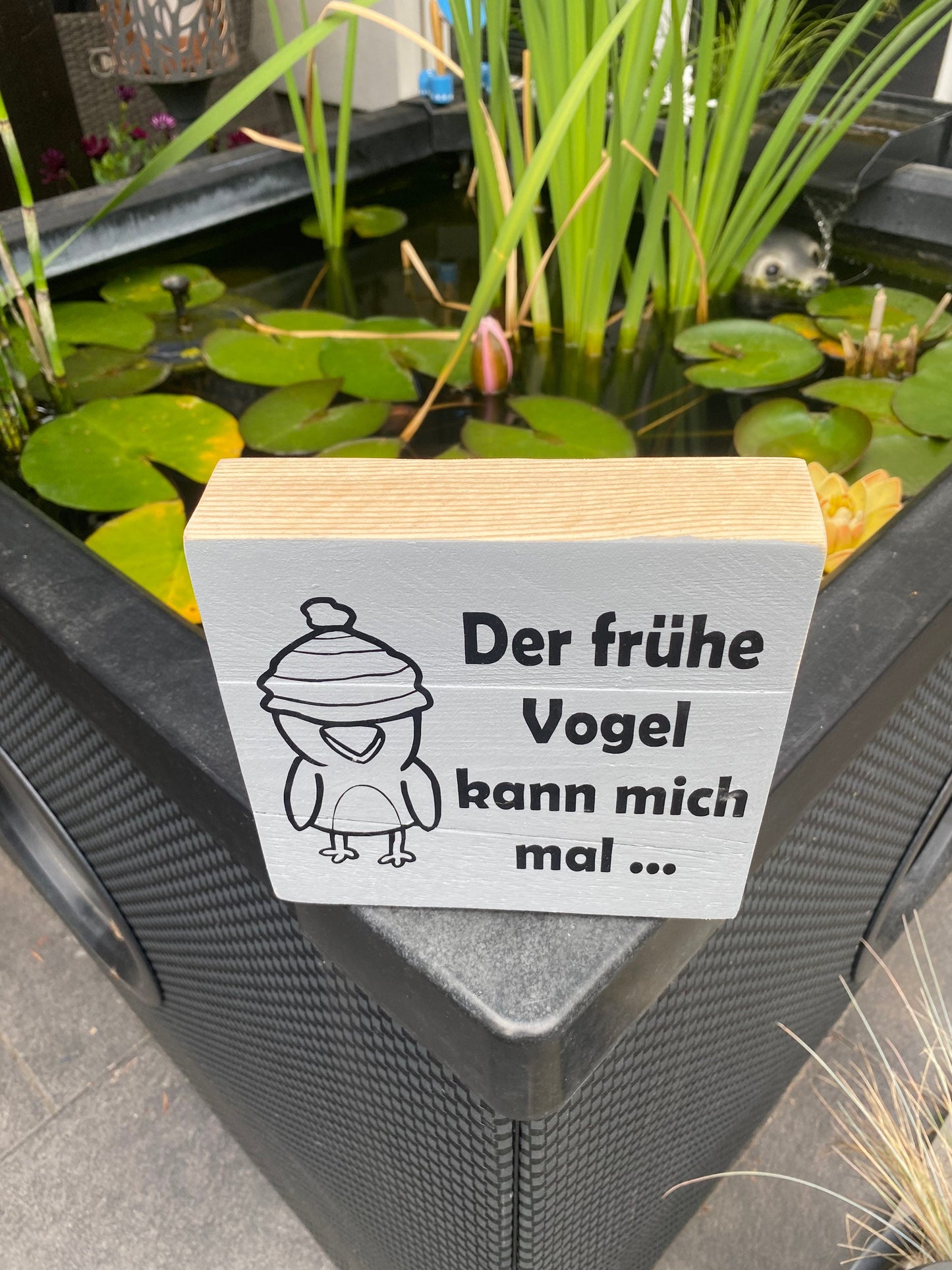 Der frühe Vogel grau Holzschild Wandschild Schild Heimathafen Manapal maritime Deko