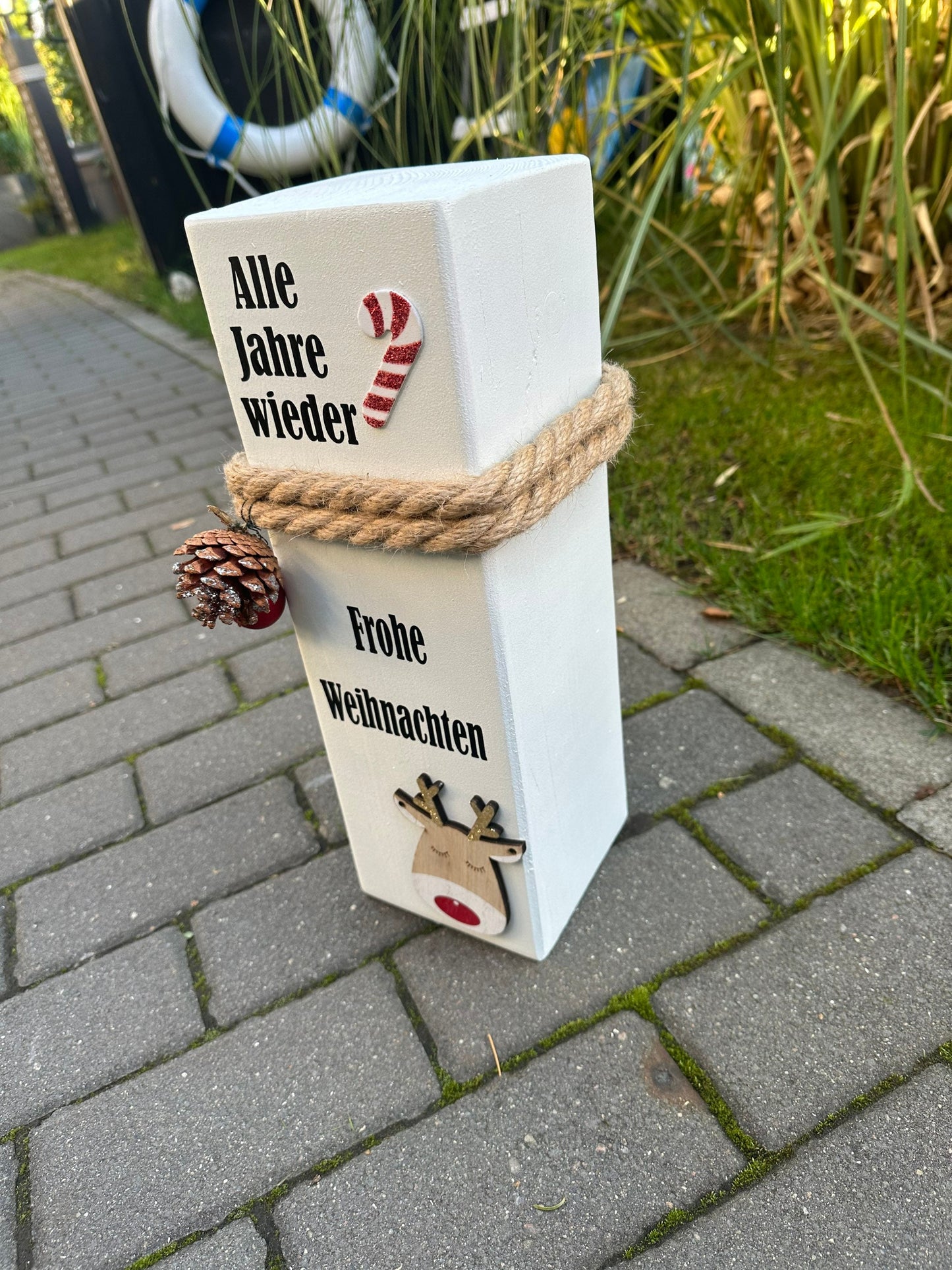 Weihnachtsdeko Poller Christkind Säule Engel Weihnachten Kerzen Advent xmas Balken Christmas Kanthölzer Manapal maritime Deko Adventslicht