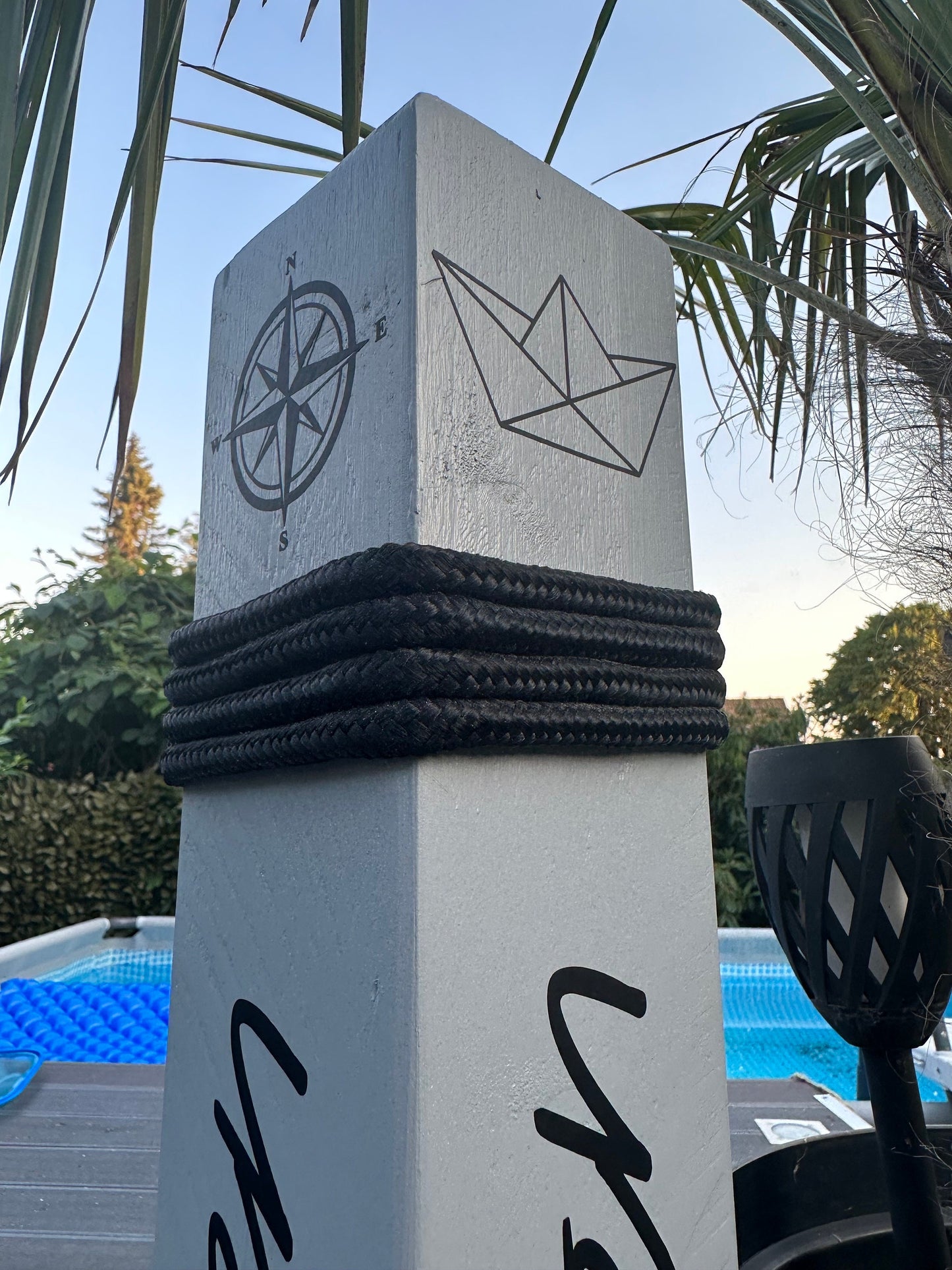 Manapal maritime Deko Poller Stele Dalben rustikal Gartendeko Küste Meer Anker Heimathafen Balken Dekobalken Säule
