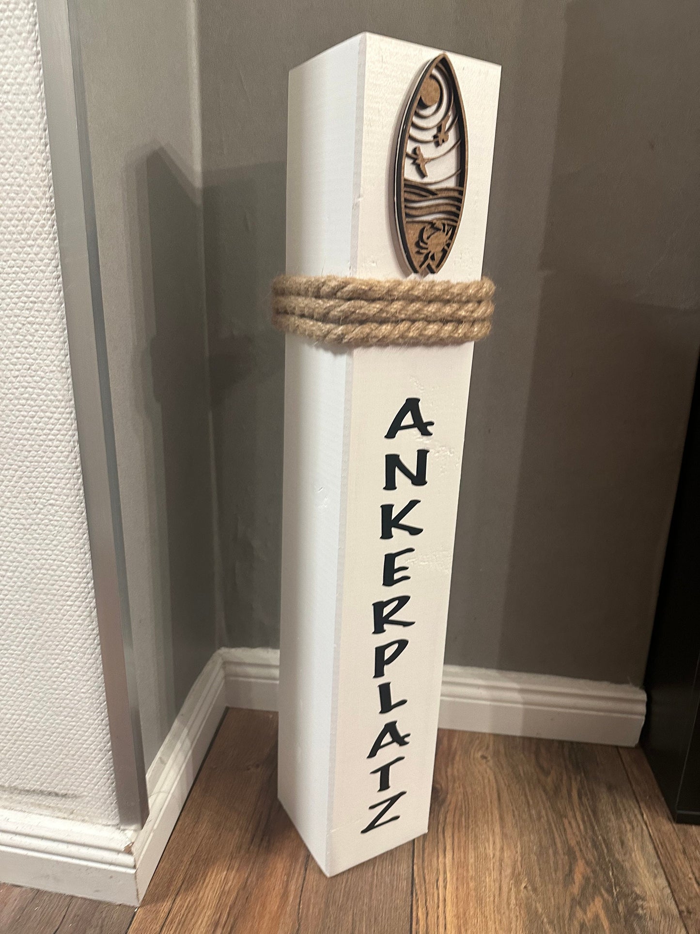 Manapal maritime Deko Surfen Ankerplatz Poller Stele Dalben rustikal Gartendeko Küste Meer Anker Heimathafen Balken Dekobalken Säule