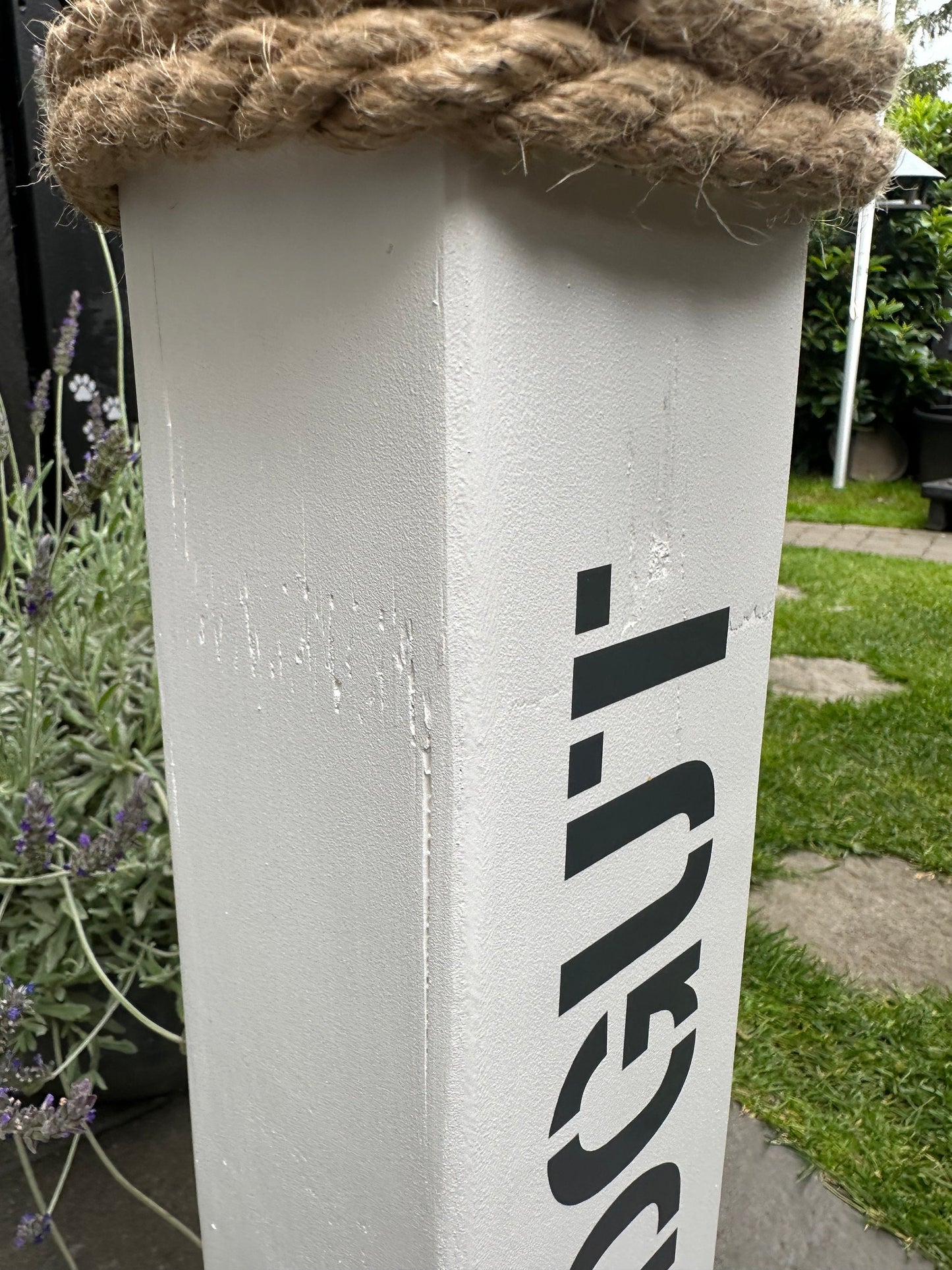 Strandgut weiß Heimathafen Anker Poller Gartendeko Ankerplatz Haus Zuhause Dekosäule Poller Balken Stele Holzsäule