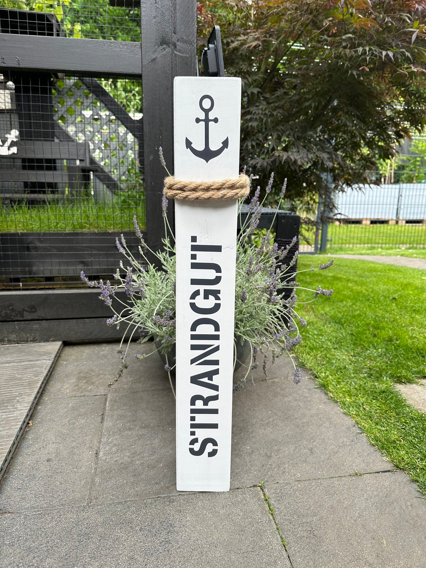 Strandgut weiß Heimathafen Anker Poller Gartendeko Ankerplatz Haus Zuhause Dekosäule Poller Balken Stele Holzsäule