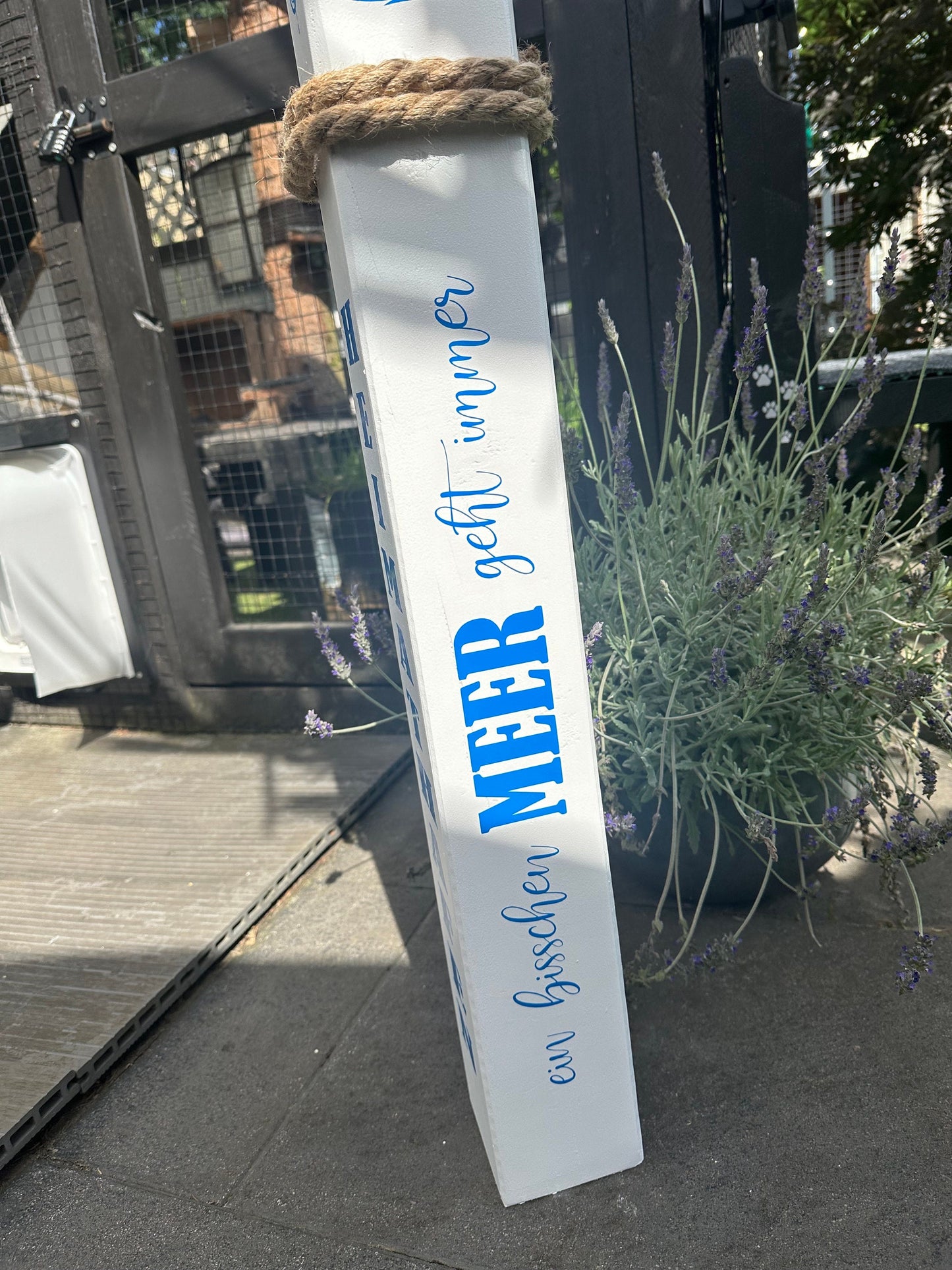 Heimathafen Meer geht immer Anker Poller Gartendeko Ankerplatz Haus Zuhause Dekosäule Poller Balken Stele Holzsäule Leuchtturm Strand