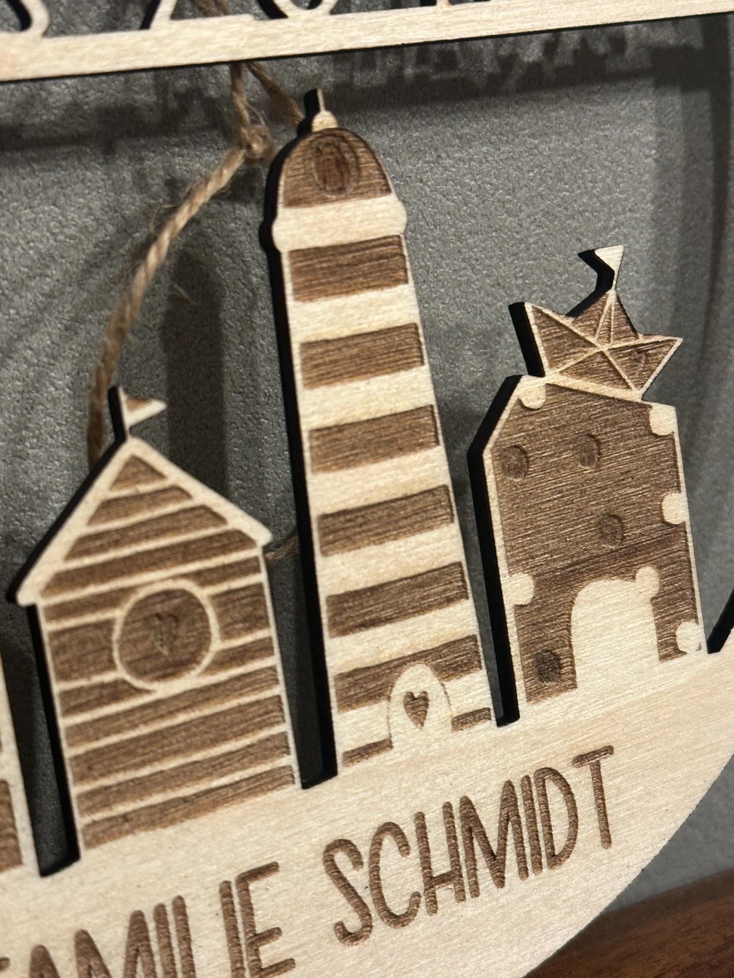 Personalisierter Türkranz, Türdeko, Wanddeko, Holz 20cm, maritime Deko, Personalisierbar, individuelles Geschenk, Zuhause, Willkommen