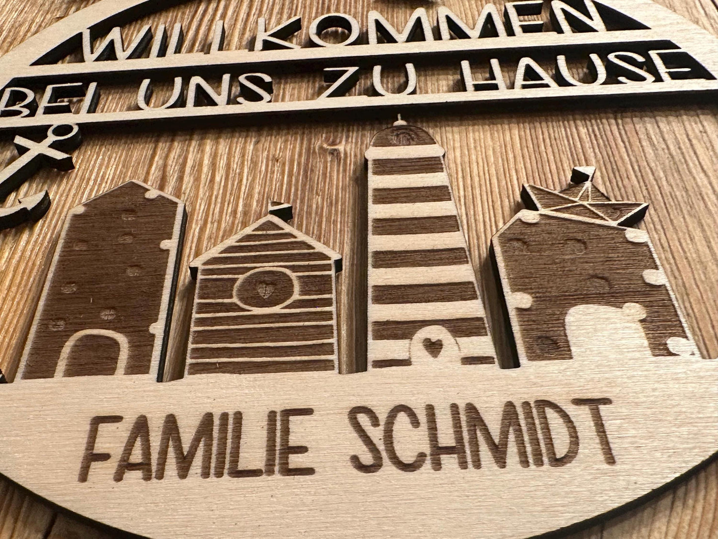 Personalisierter Türkranz, Türdeko, Wanddeko, Holz 20cm, maritime Deko, Personalisierbar, individuelles Geschenk, Zuhause, Willkommen