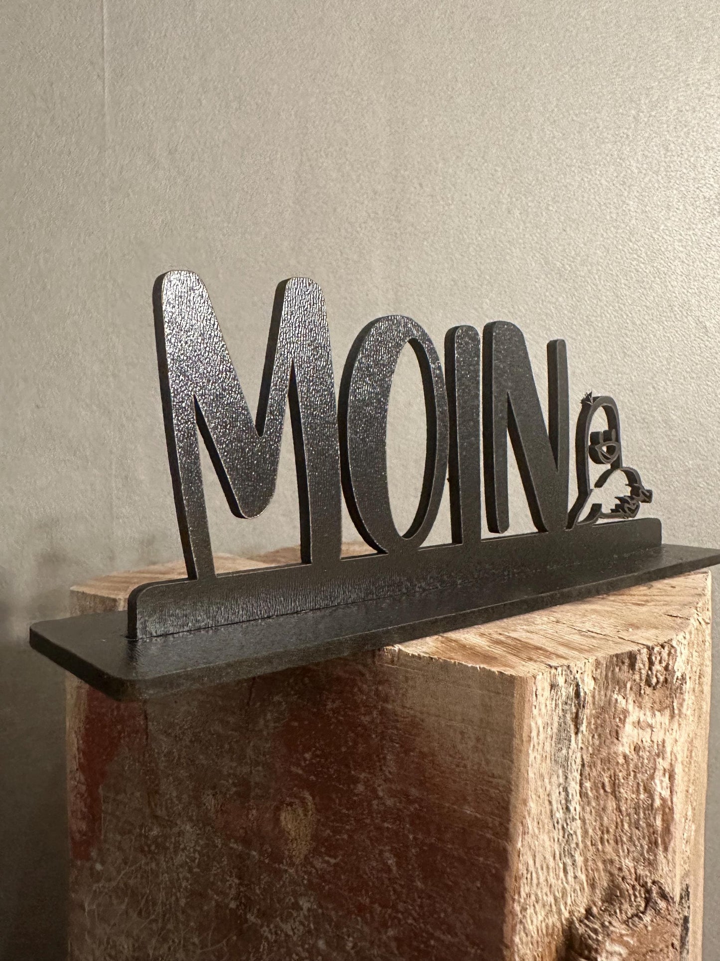 Schriftzug Moin mit Möwe, Schreibtischdeko, Geschenk für Meerliebhaber, maritime Deko aus Holz, Tischdeko, Anker