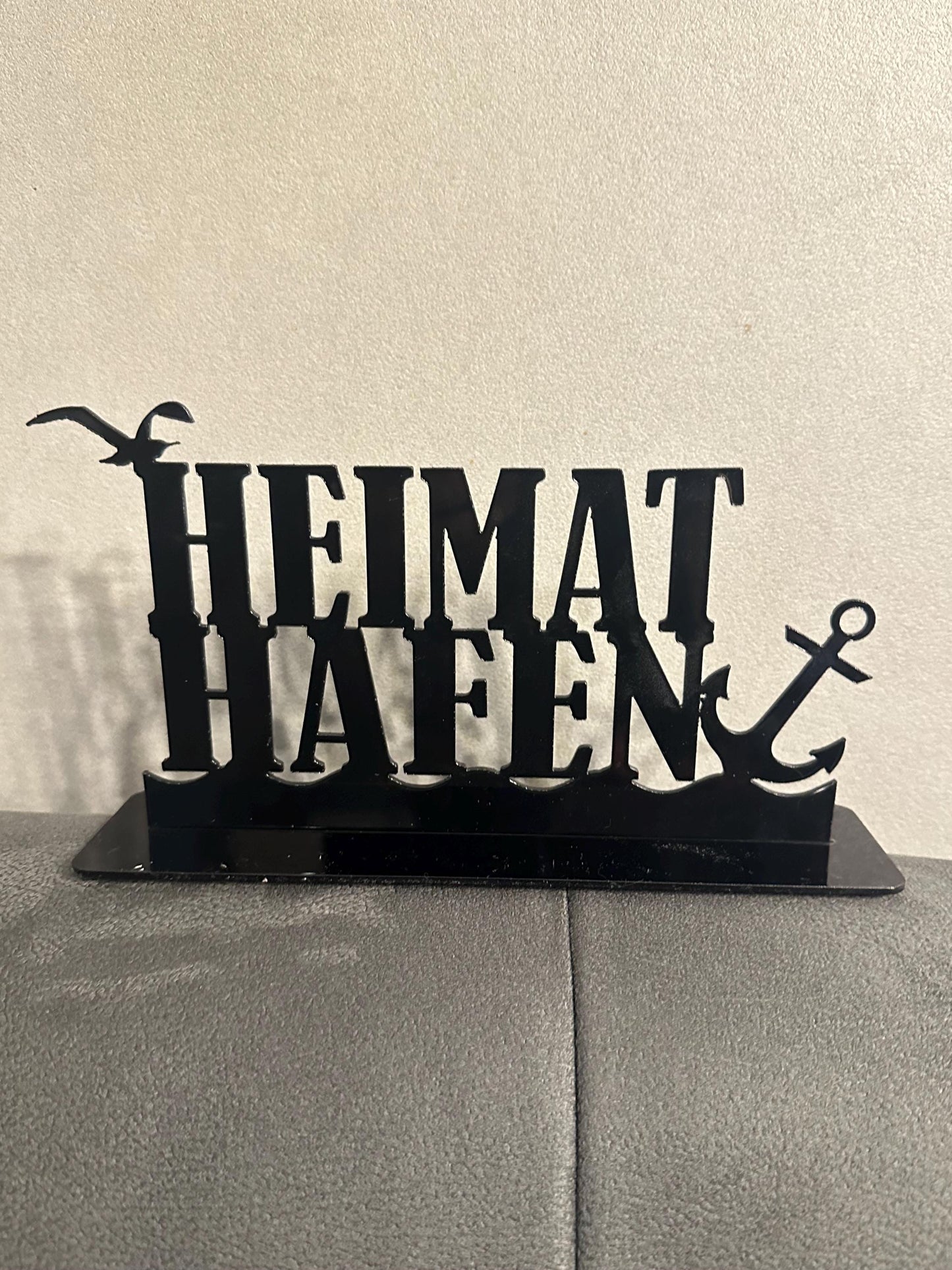 Schriftzug Heimathafen Acryl, Ostsee, Nordsee, Geschenk für Küstenkinder, Meer, maritime Deko zum Stellen, Tischdeko, 3d