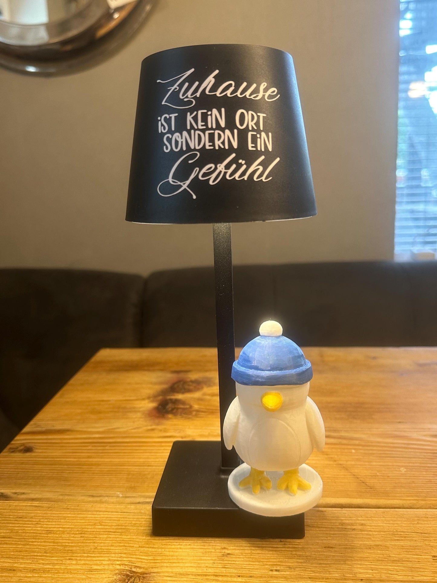 eagull Figurine with Hat | Nautical Coastal Decor Gift | Handmade 3D Printed Seagull Sculpture | Winter & Christmas Home Decoration