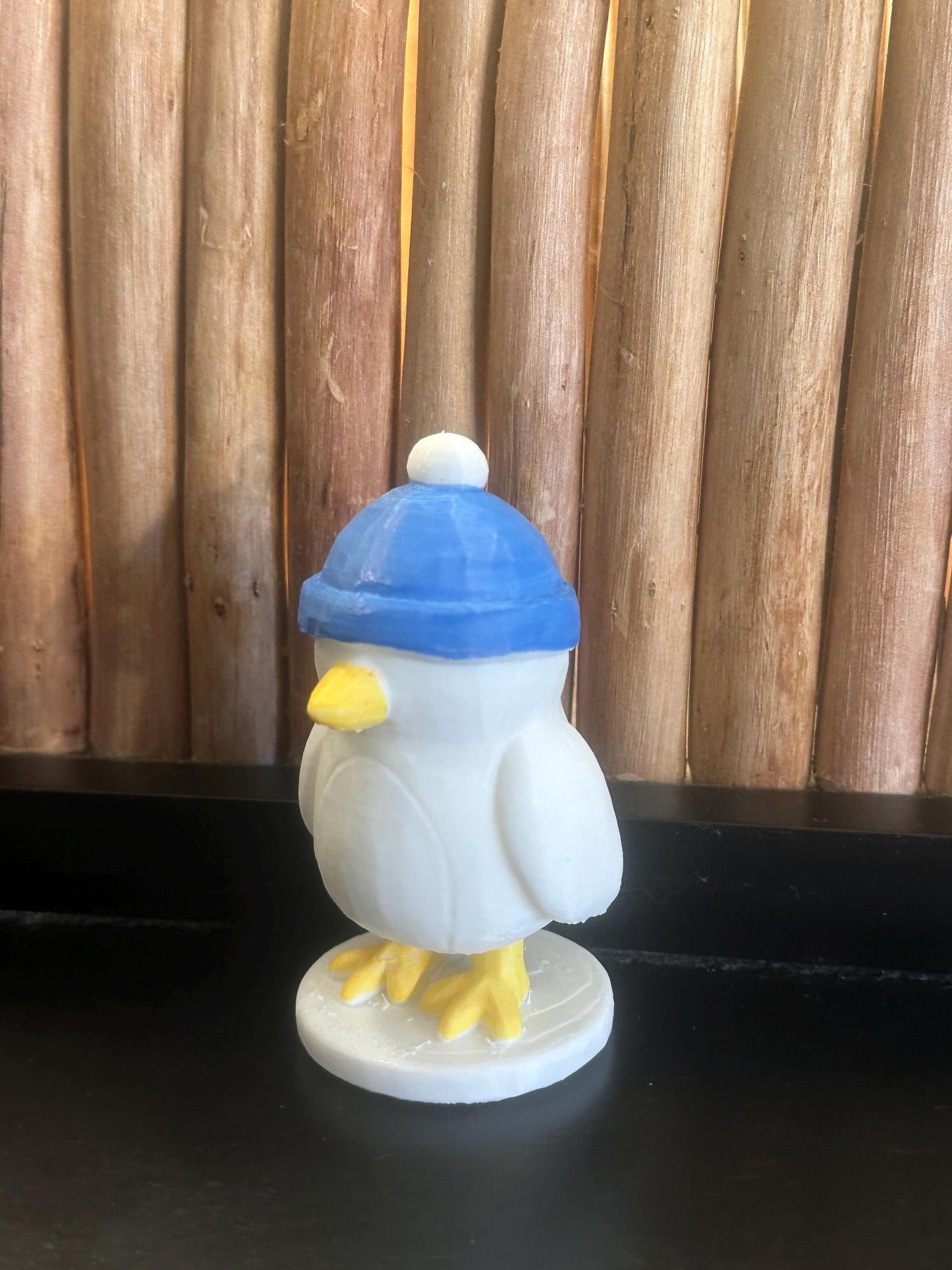 eagull Figurine with Hat | Nautical Coastal Decor Gift | Handmade 3D Printed Seagull Sculpture | Winter & Christmas Home Decoration