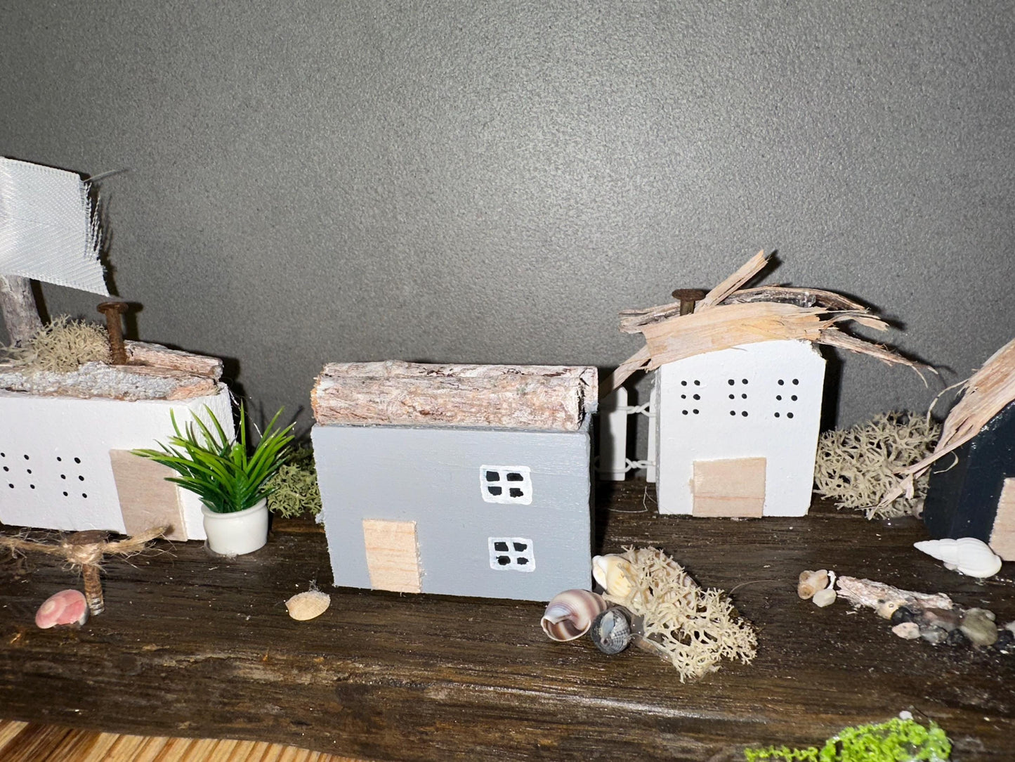 Handmade Driftwood Coastal Village – Nautical Decor, Rustic Seaside Miniature, Unique Beach House Gift by Manapal