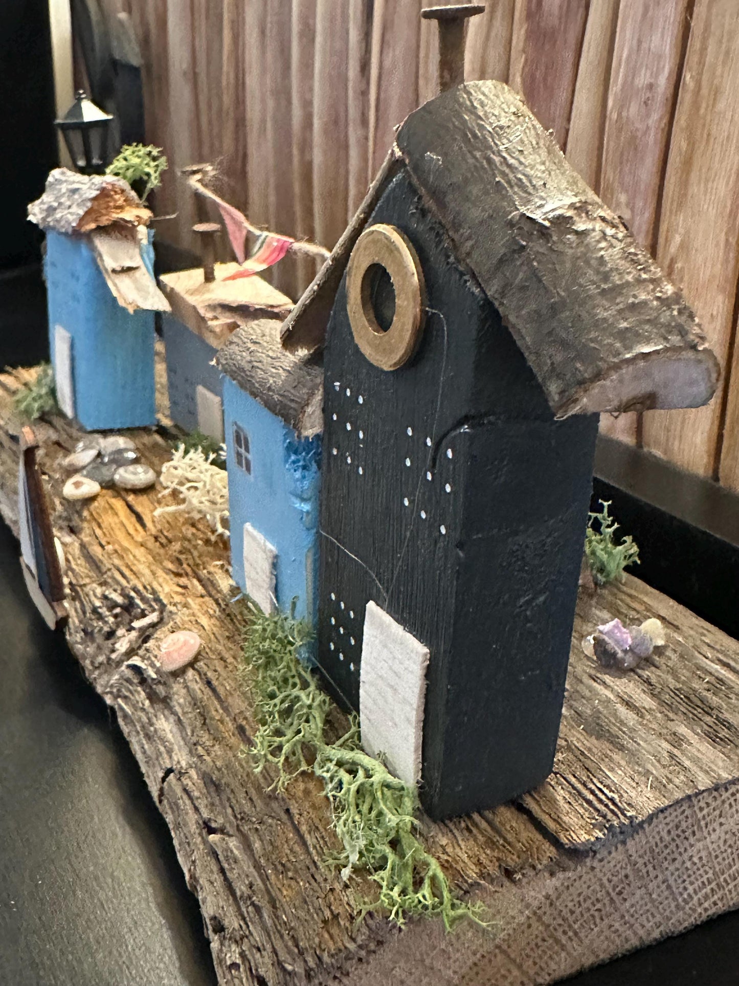 Handmade Driftwood Coastal Village – Nautical Decor, Rustic Seaside Miniature, Unique Beach House Gift by Manapal