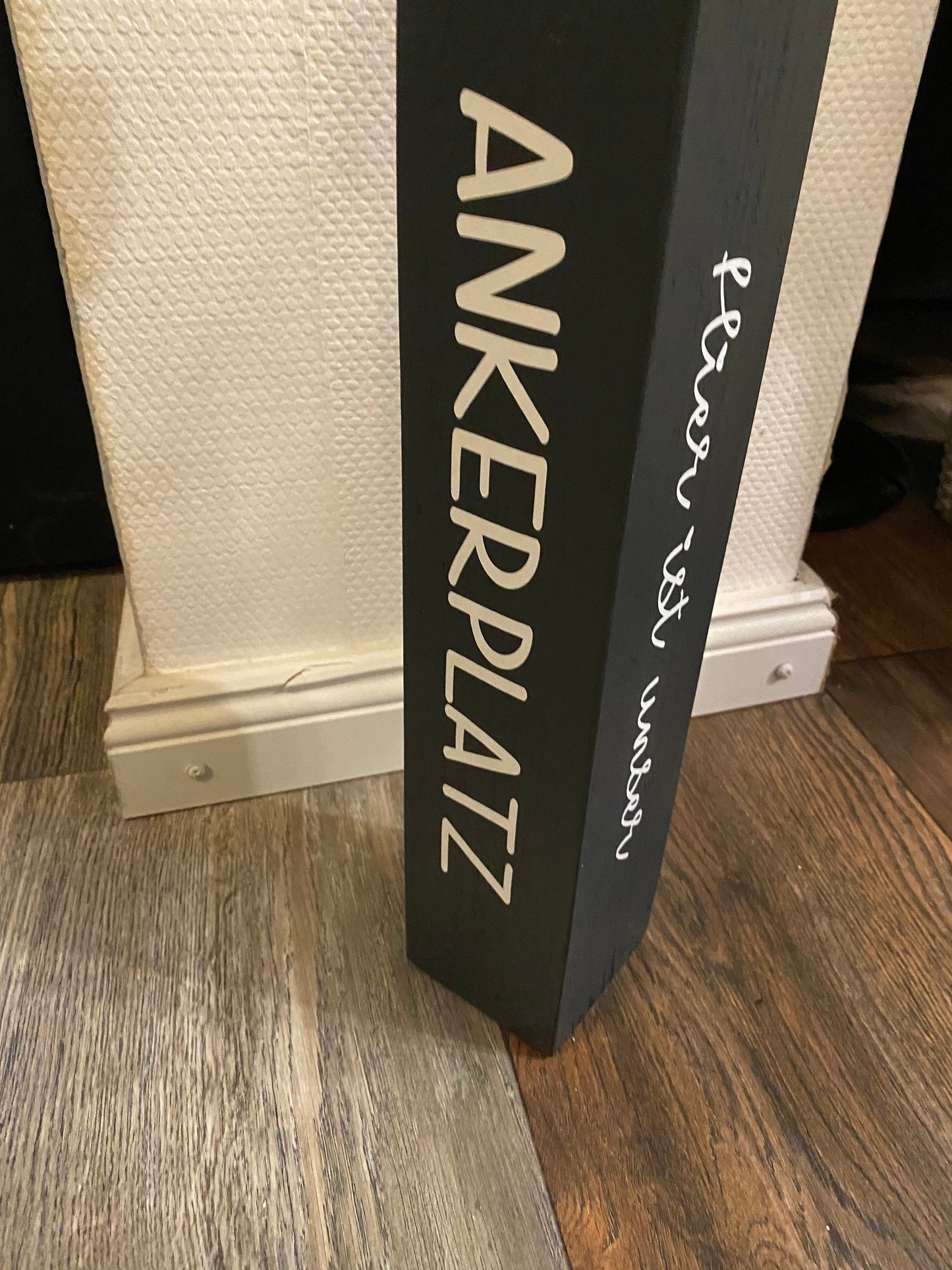 Dekopoller Hier ist unser Ankerplatz, Manapal, maritime Deko, anthrazit, Anker, Gartendeko, Flur