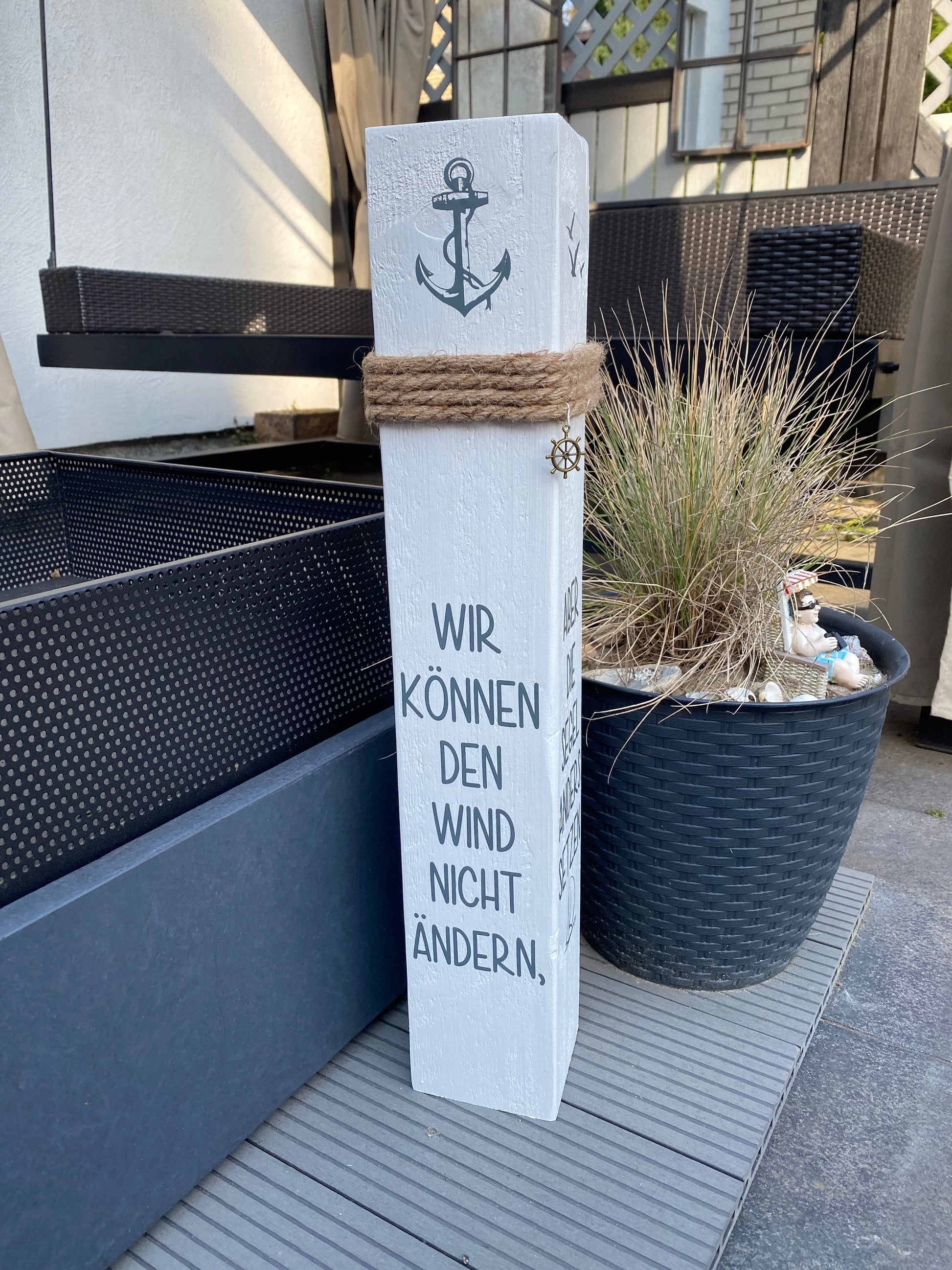 Maritimer Poller Dekoration Wind Segel Garten Manapal maritime Deko