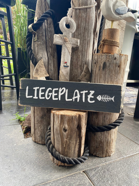 Liegeplatz Holzschild Wandschild Schild Heimathafen Manapal maritime Deko