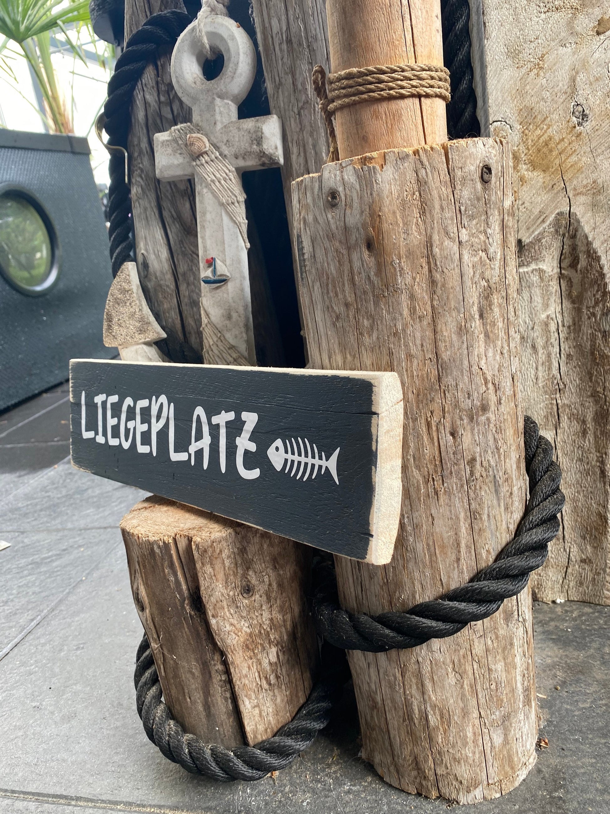 Liegeplatz Holzschild Wandschild Schild Heimathafen Manapal maritime Deko