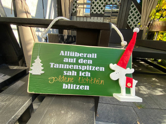 Weihnachtsdeko Holzschild Wandschild Schild Dekoschild Advent Tanne grün Xmas Christmas Manapal