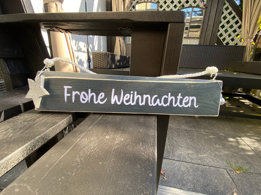 Frohes Fest 40x8 Weihnachten Christbaum Kugel Weihnachtsdeko Holzschild Wandschild Schild Dekoschild Advent Tanne grün Xmas Christmas