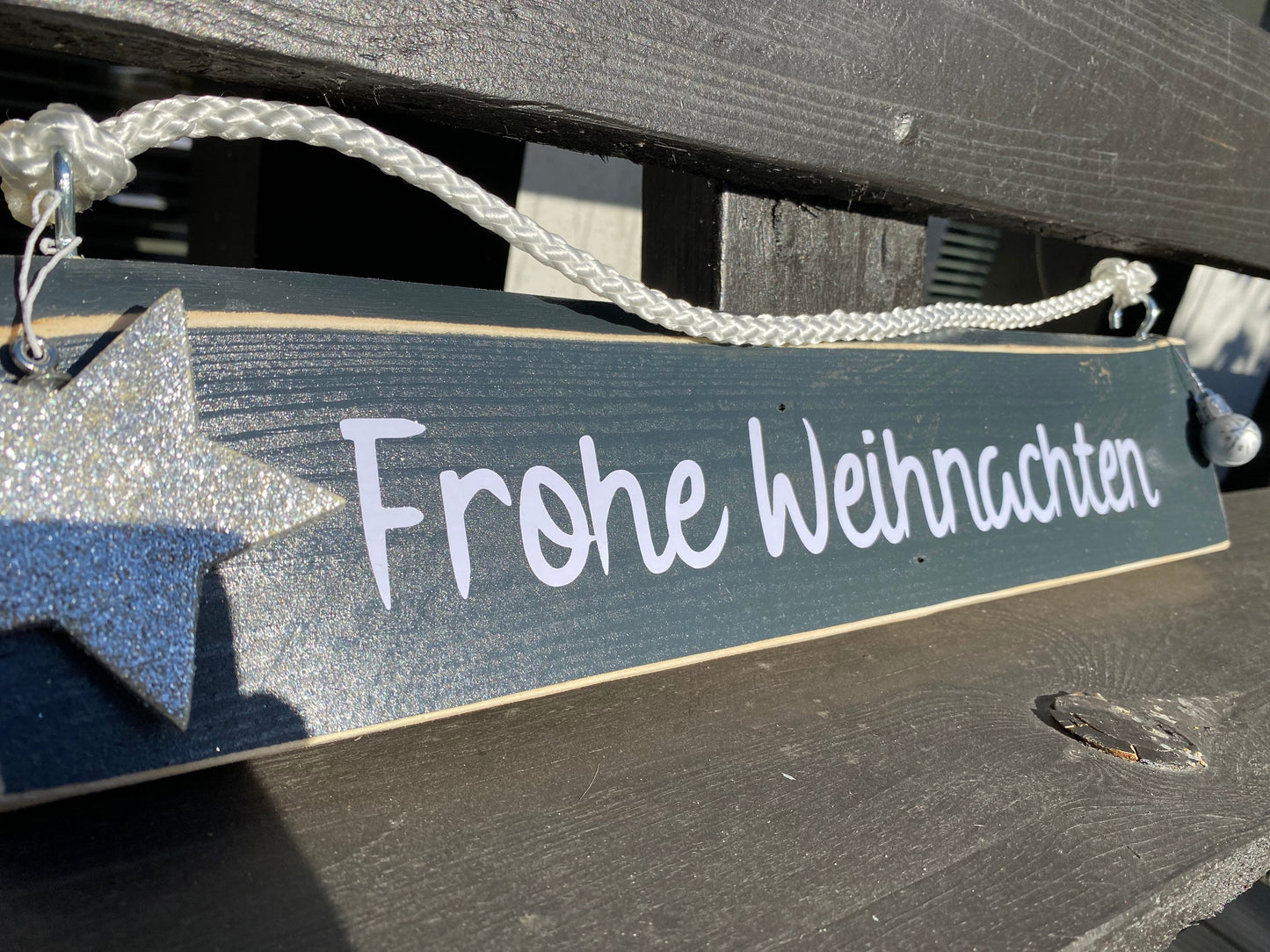Frohes Fest 40x8 Weihnachten Christbaum Kugel Weihnachtsdeko Holzschild Wandschild Schild Dekoschild Advent Tanne grün Xmas Christmas
