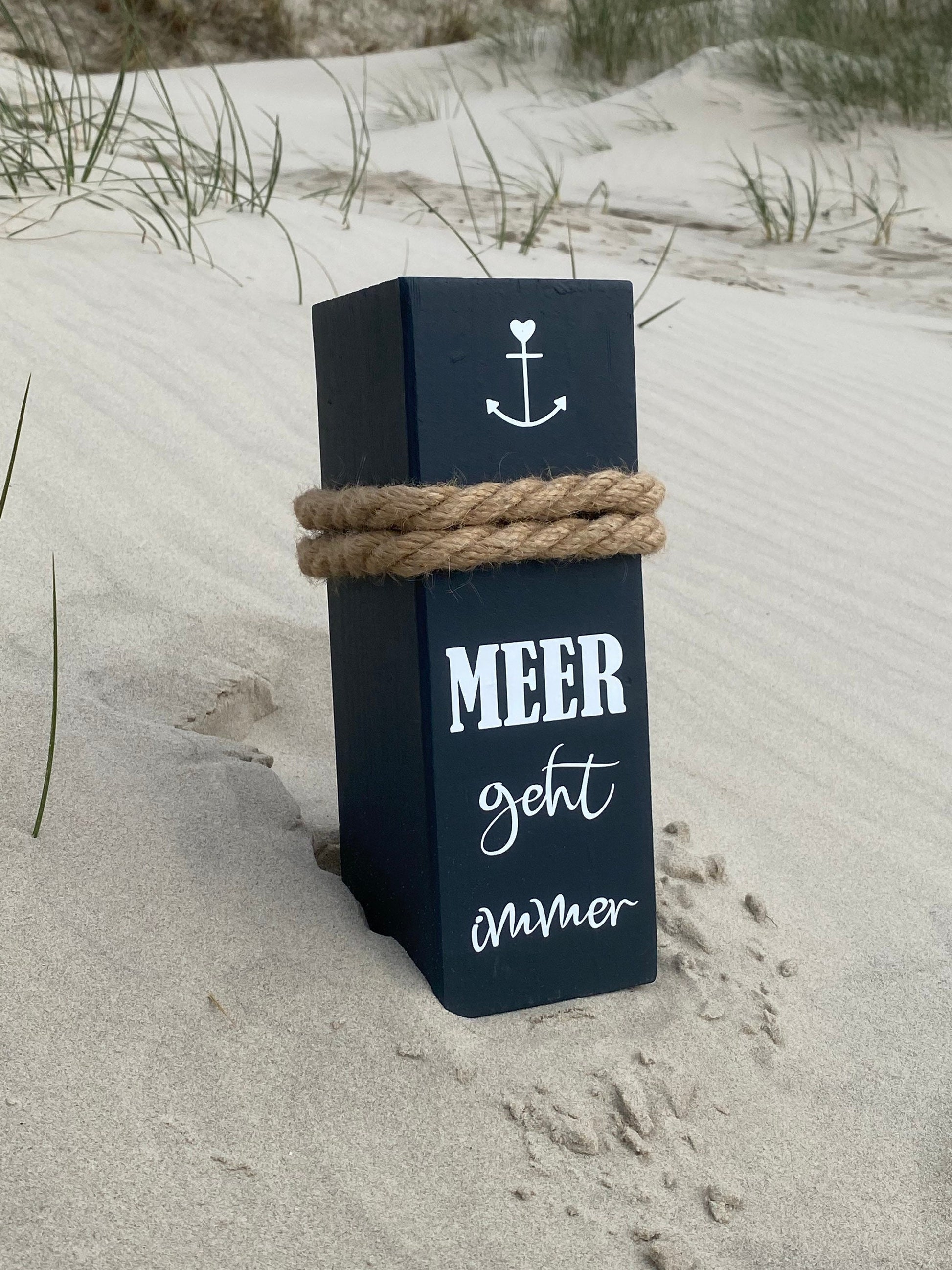 Meer geht immer anthrazit maritime Deko Dekosäule Poller Holz Anker Stele Dalben Gartendeko maritim Heimathafen