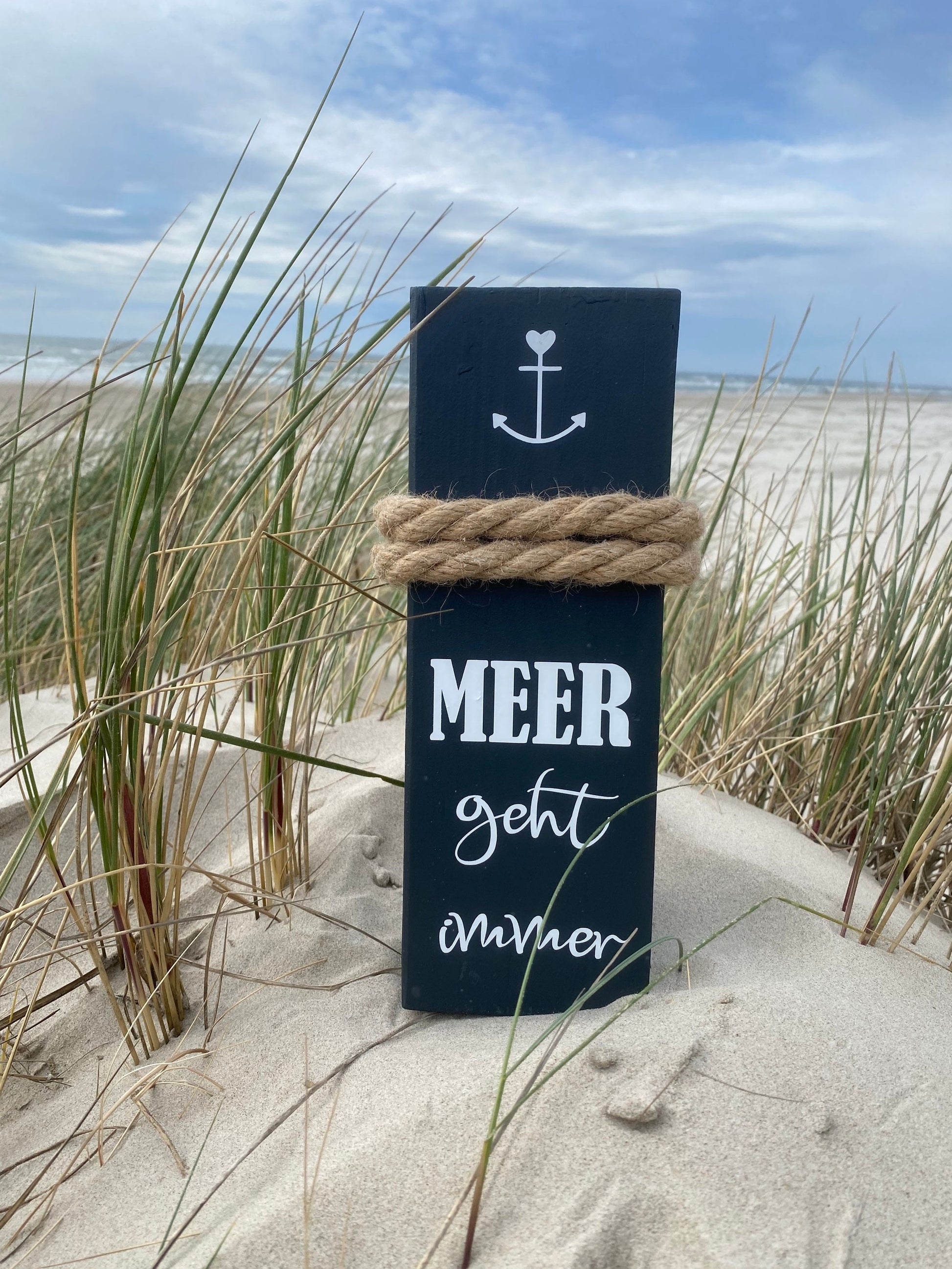 Meer geht immer anthrazit maritime Deko Dekosäule Poller Holz Anker Stele Dalben Gartendeko maritim Heimathafen