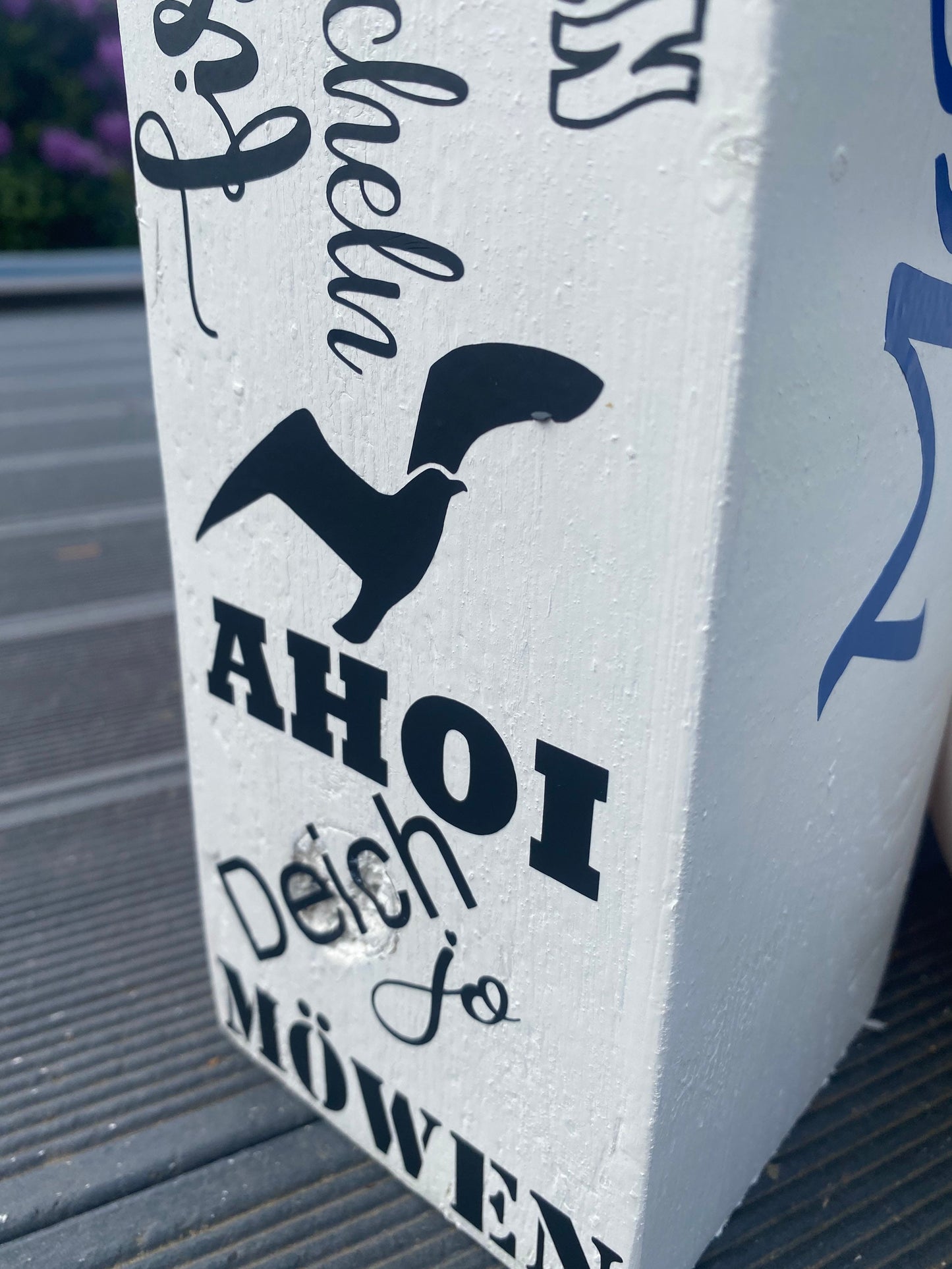 MOIN Meeresrauschen Ahoi 10x10x50 Dekosäule Holz Anker Poller Dekoration Garten Manapal maritime Deko Meer Balken Stele Säule