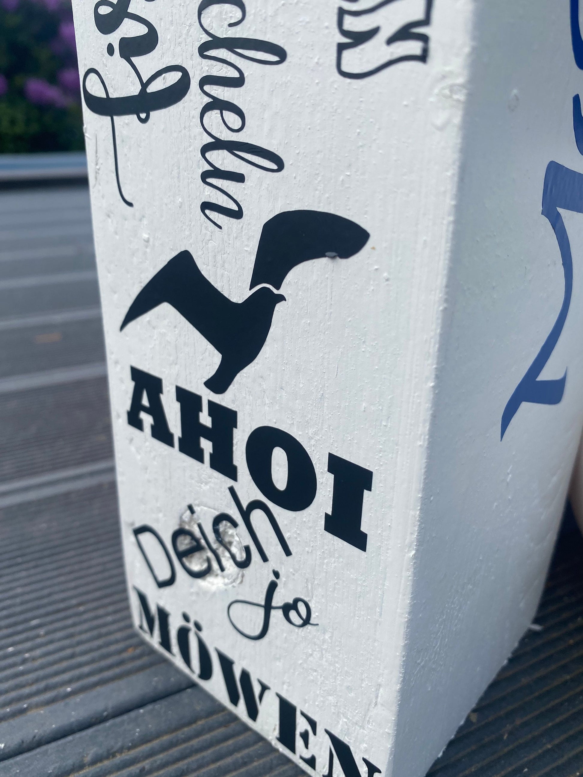 MOIN Meeresrauschen Ahoi 10x10x50 Dekosäule Holz Anker Poller Dekoration Garten Manapal maritime Deko Meer Balken Stele Säule