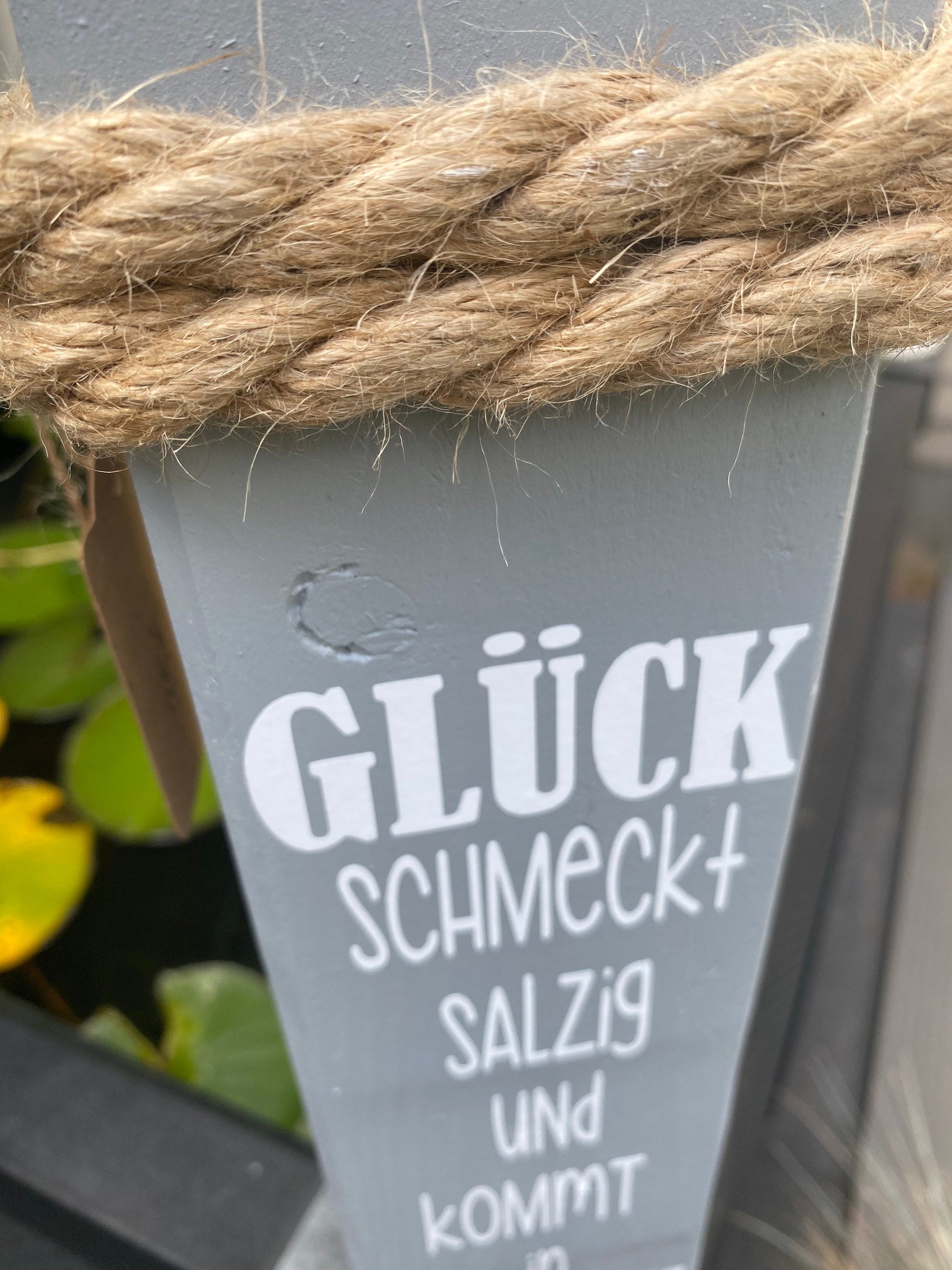 Gartendeko Glück Dekopoller Maritim Heimathafen Anker Dekosäule Poller Geschenk für Freunde Einladung Mitbringsel individuell
