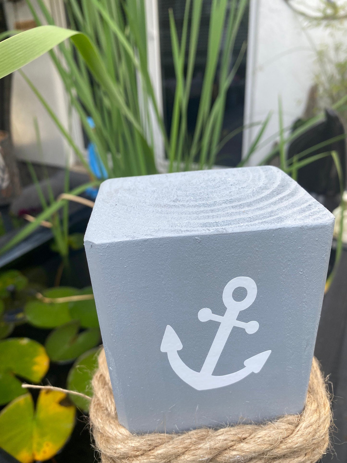 Gartendeko Glück Dekopoller Maritim Heimathafen Anker Dekosäule Poller Geschenk für Freunde Einladung Mitbringsel individuell