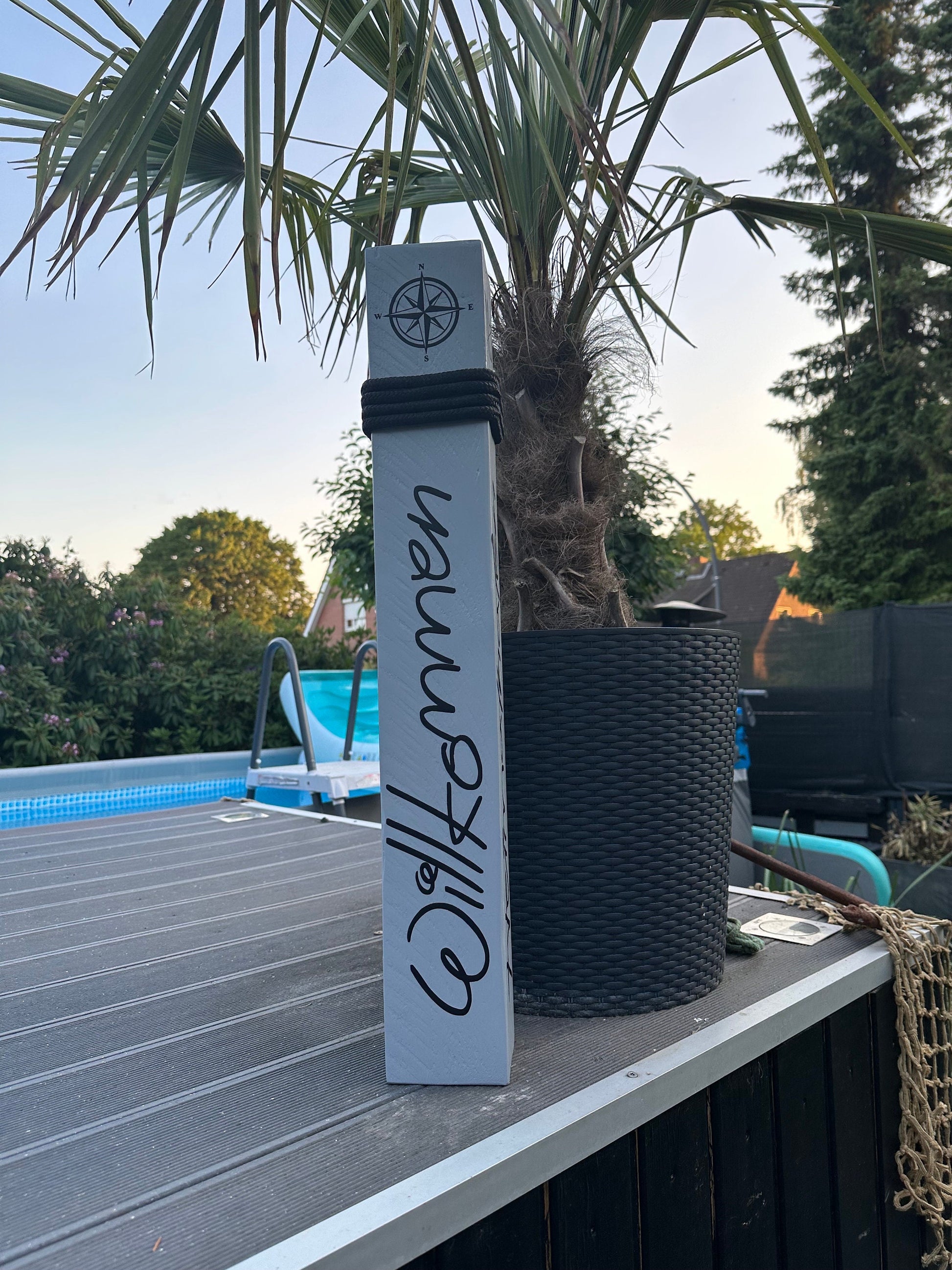 Manapal maritime Deko Poller Stele Dalben rustikal Gartendeko Küste Meer Anker Heimathafen Balken Dekobalken Säule