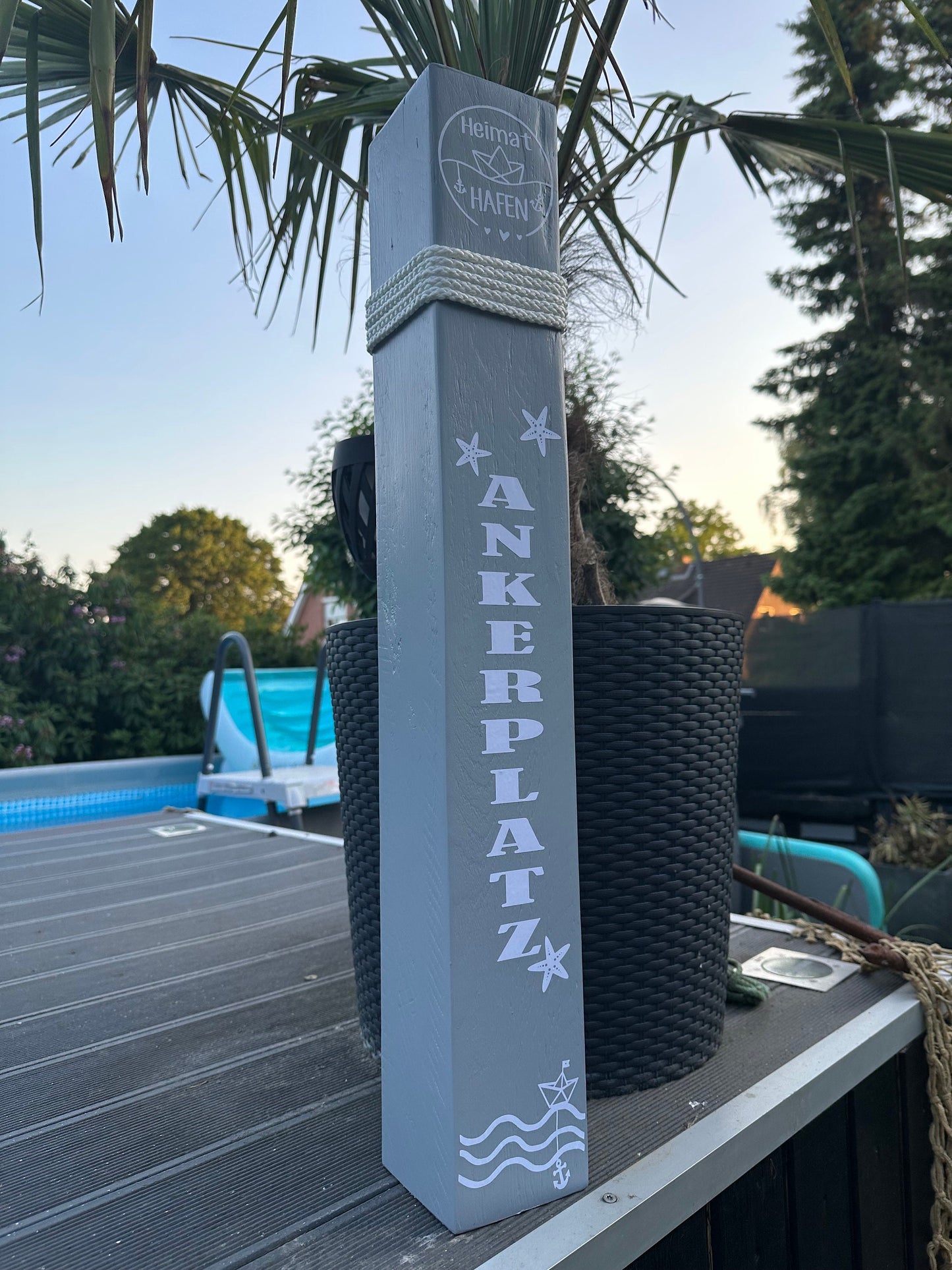 Manapal maritime Deko Poller Stele Dalben rustikal Gartendeko Küste Meer Anker Heimathafen Balken Dekobalken Säule