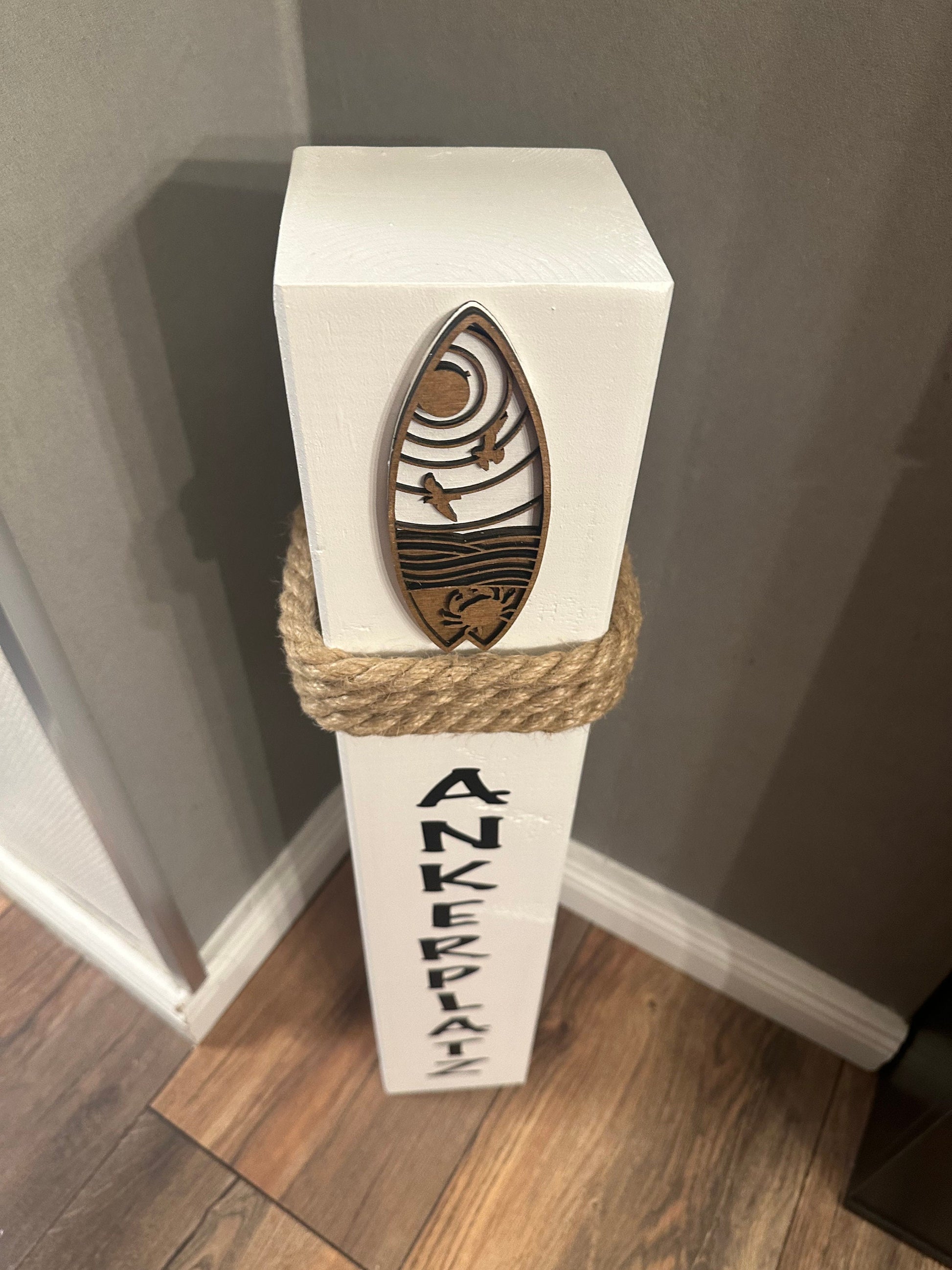 Manapal maritime Deko Surfen Ankerplatz Poller Stele Dalben rustikal Gartendeko Küste Meer Anker Heimathafen Balken Dekobalken Säule