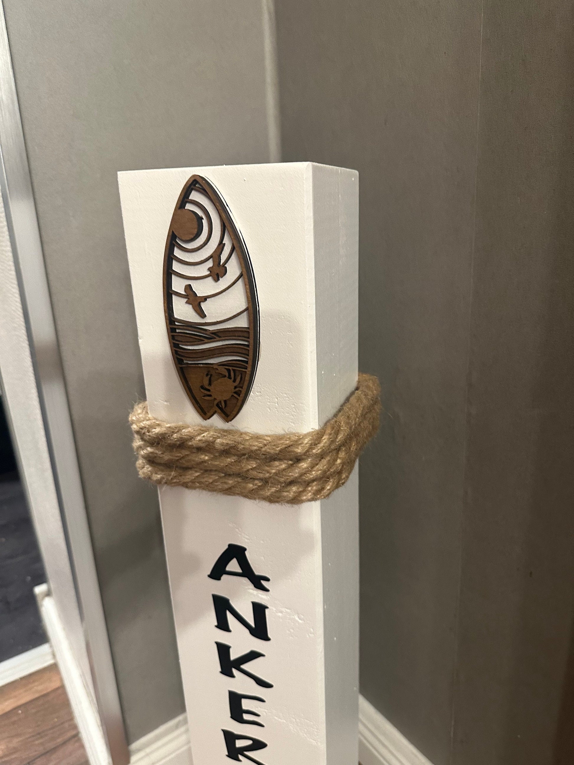 Manapal maritime Deko Surfen Ankerplatz Poller Stele Dalben rustikal Gartendeko Küste Meer Anker Heimathafen Balken Dekobalken Säule
