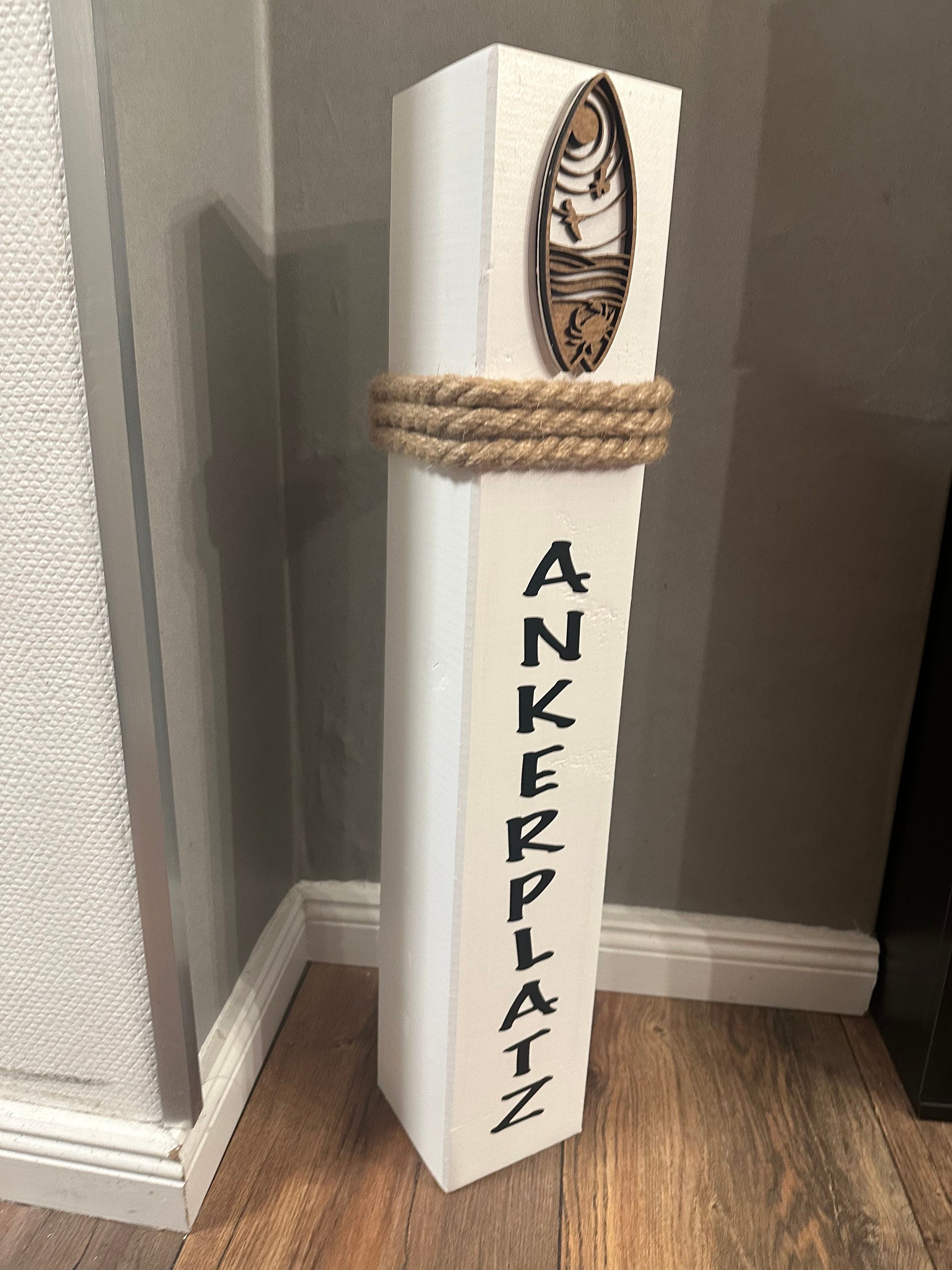 Manapal maritime Deko Surfen Ankerplatz Poller Stele Dalben rustikal Gartendeko Küste Meer Anker Heimathafen Balken Dekobalken Säule
