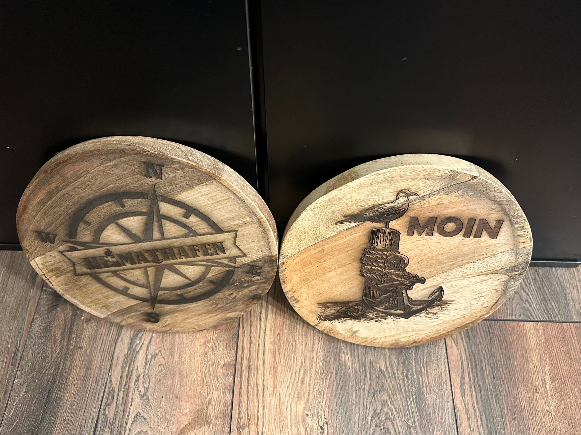 Holzbrett Tablett maritim Holztablett rustikal Holzbild Wandbild Untersetzer Serviertablett