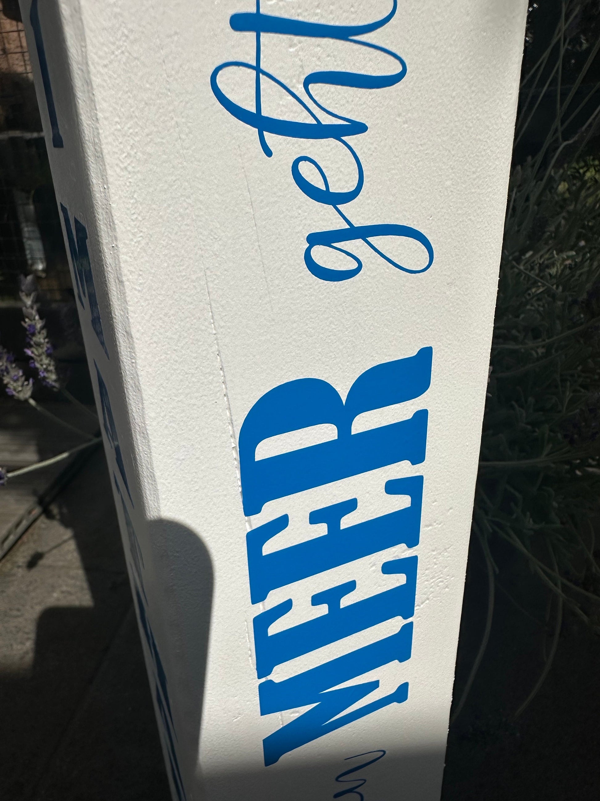 Heimathafen Meer geht immer Anker Poller Gartendeko Ankerplatz Haus Zuhause Dekosäule Poller Balken Stele Holzsäule Leuchtturm Strand