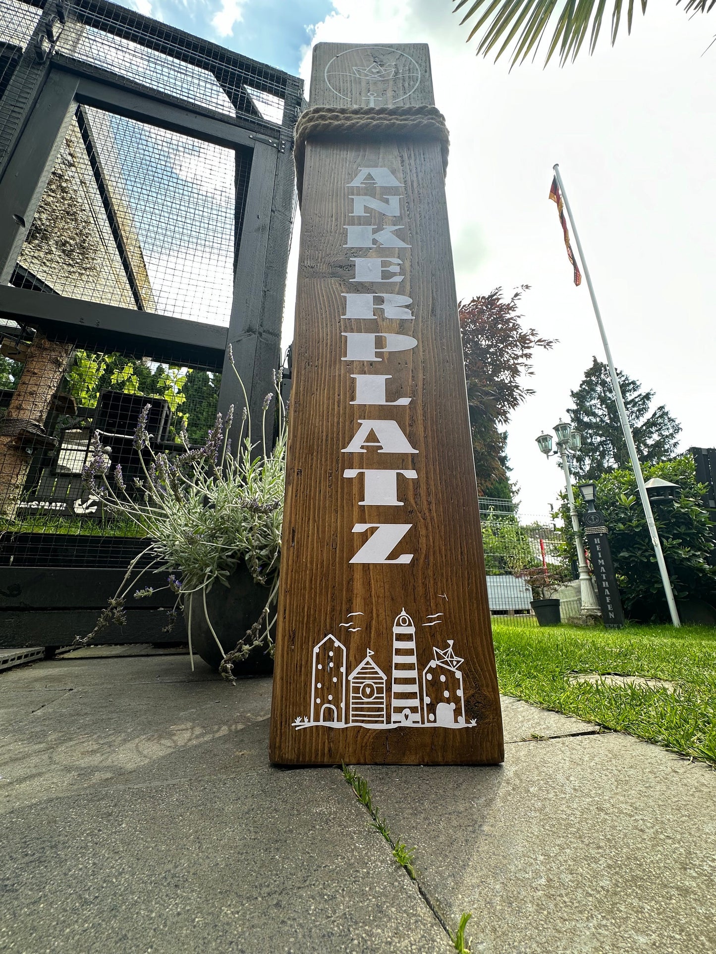 Manapal maritime Deko XXL 1m Moin Ankerplatz Poller Stele Dalben rustikal Gartendeko Küste Meer Anker Heimathafen Balken Dekobalken Säule