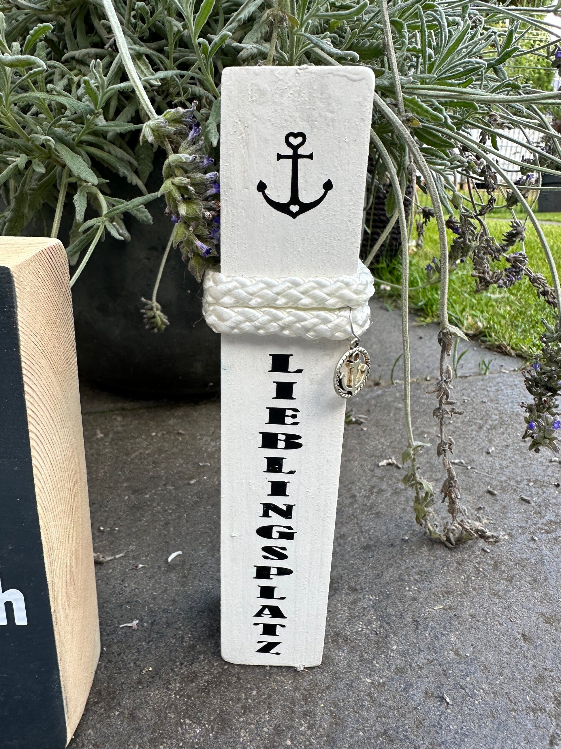 Maritime Tischdeko im Set Dekoration Aufsteller Heimathafen Holzschild Poller Ankerplatz Möwe maritim grau Lieblingsplatz