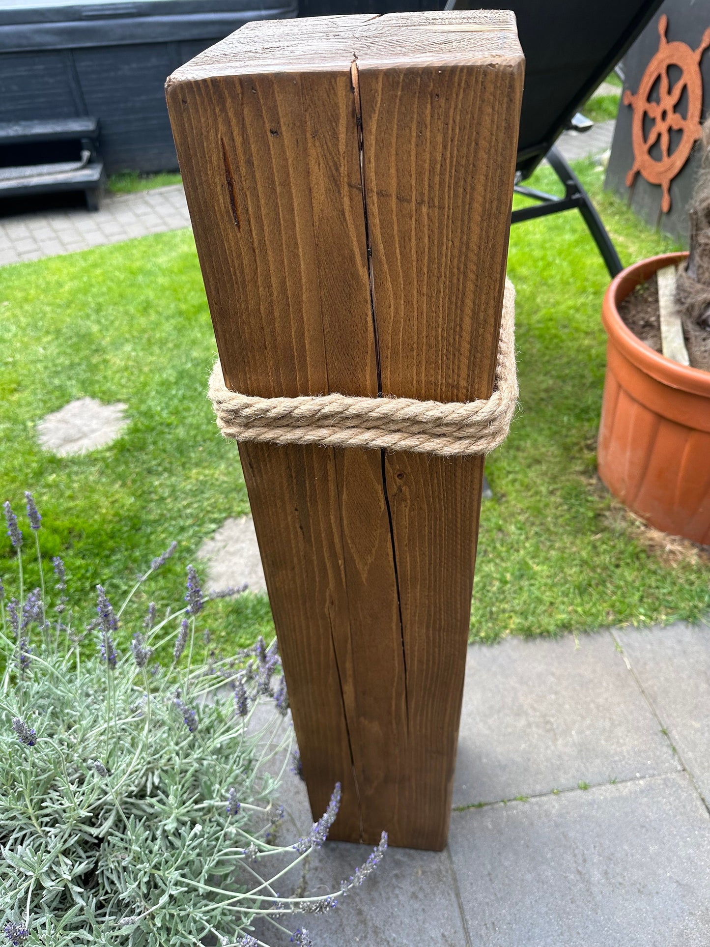 Manapal maritime Deko XXL 1m Moin Ankerplatz Poller Stele Dalben rustikal Gartendeko Küste Meer Anker Heimathafen Balken Dekobalken Säule
