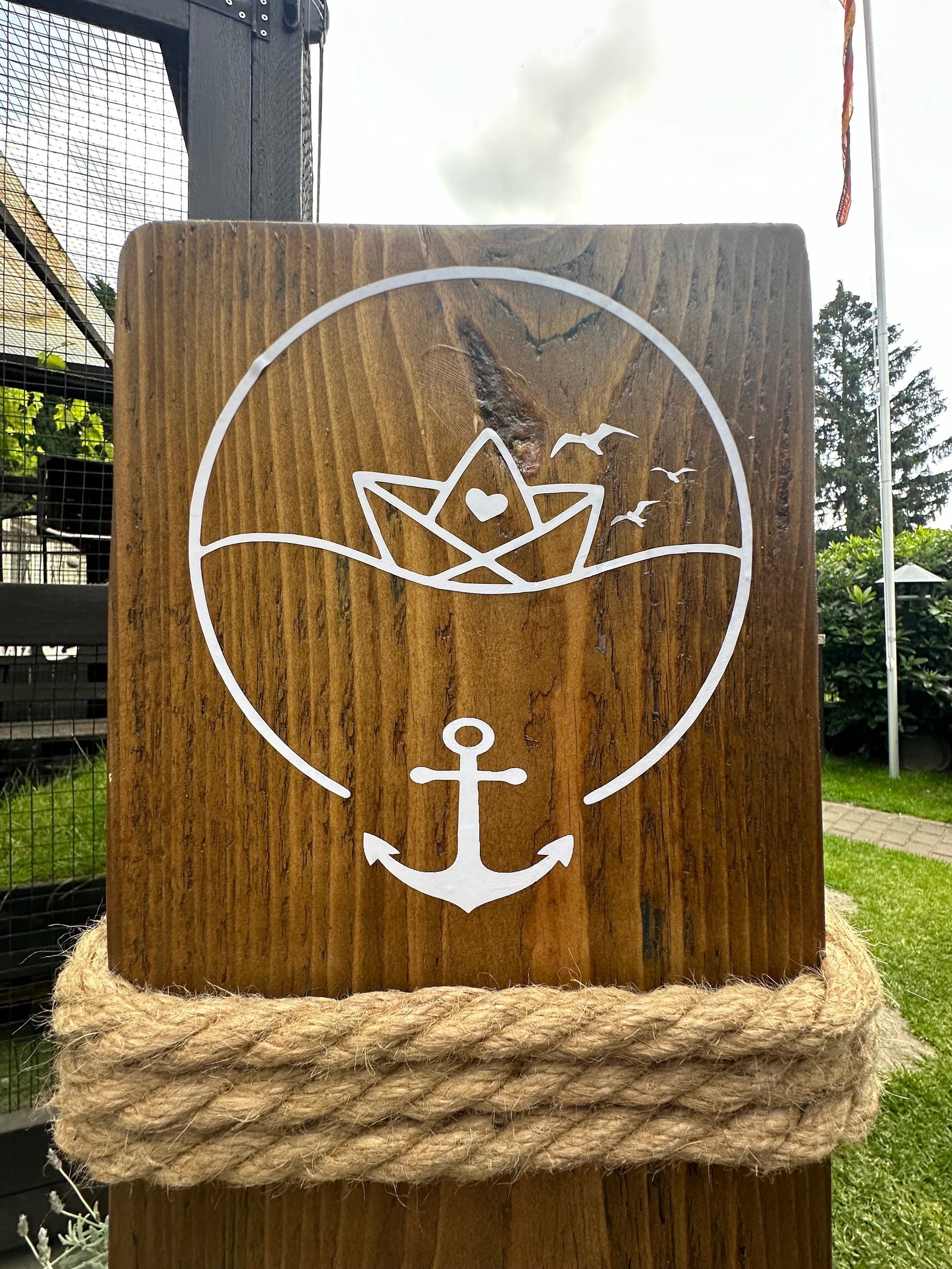 Manapal maritime Deko XXL 1m Moin Ankerplatz Poller Stele Dalben rustikal Gartendeko Küste Meer Anker Heimathafen Balken Dekobalken Säule