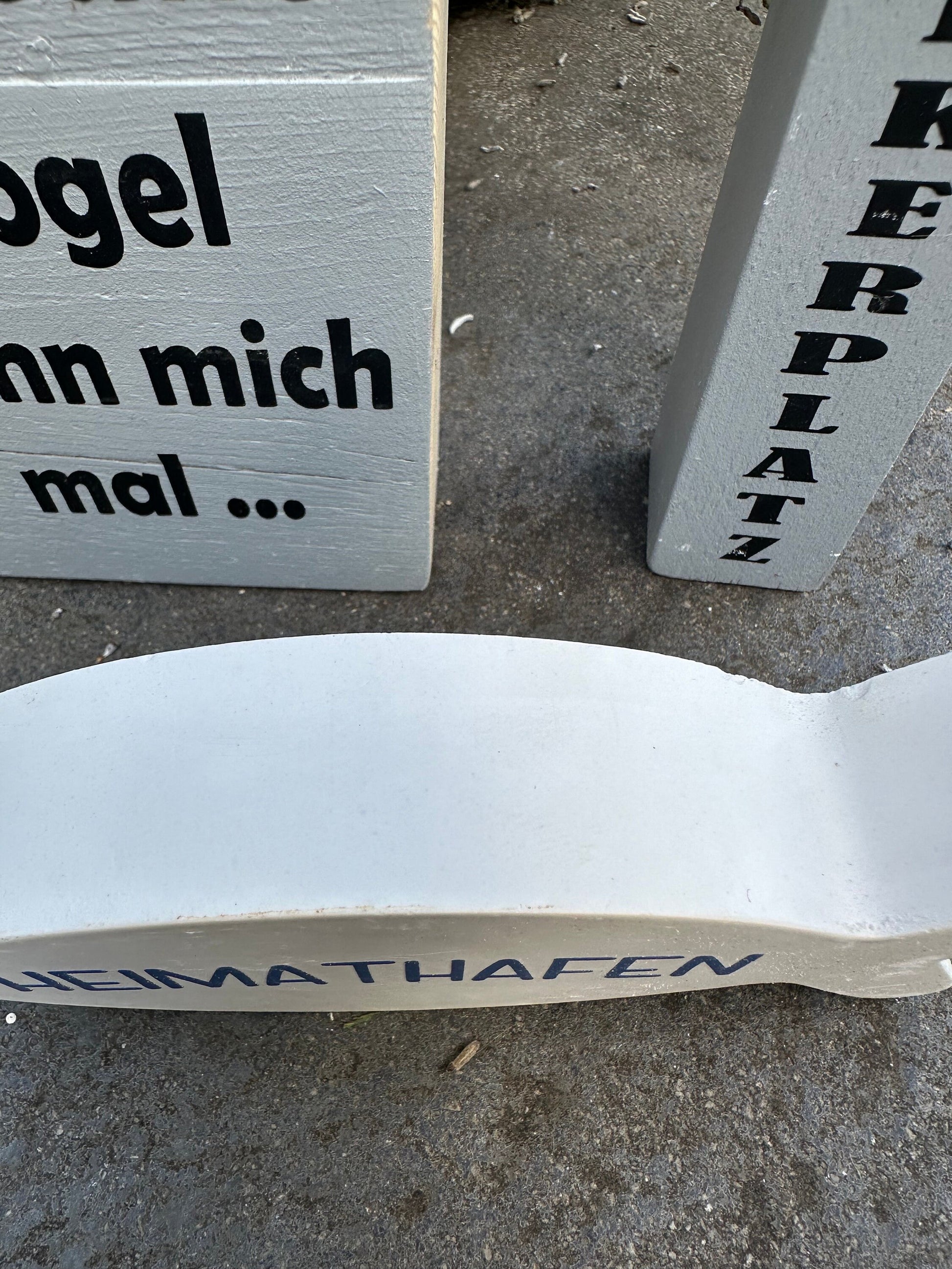 Maritime Tischdeko im Set Dekoration Aufsteller Heimathafen Holzschild Poller Ankerplatz Möwe maritim grau Lieblingsplatz