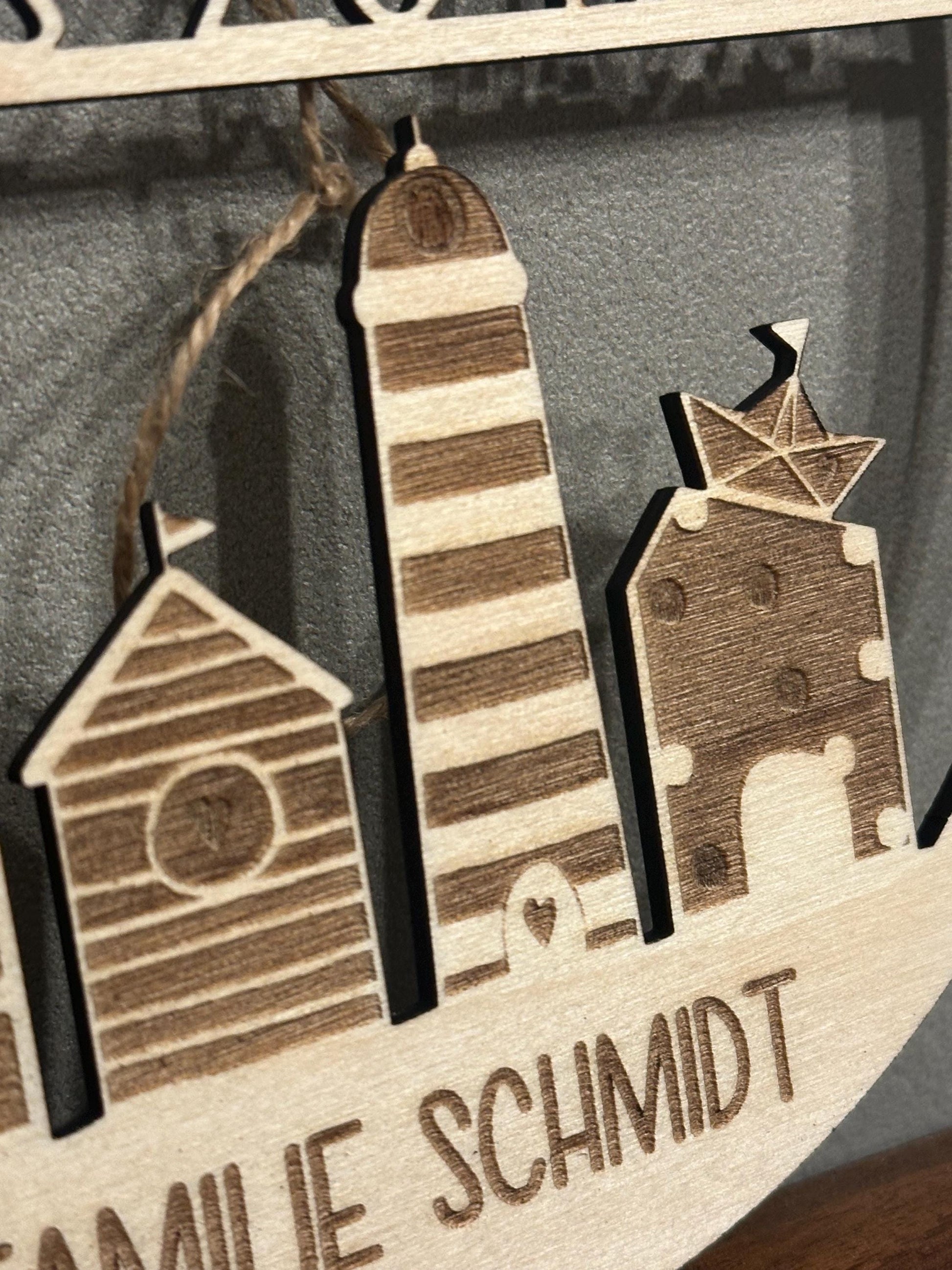 Personalisierter Türkranz, Türdeko, Wanddeko, Holz 20cm, maritime Deko, Personalisierbar, individuelles Geschenk, Zuhause, Willkommen