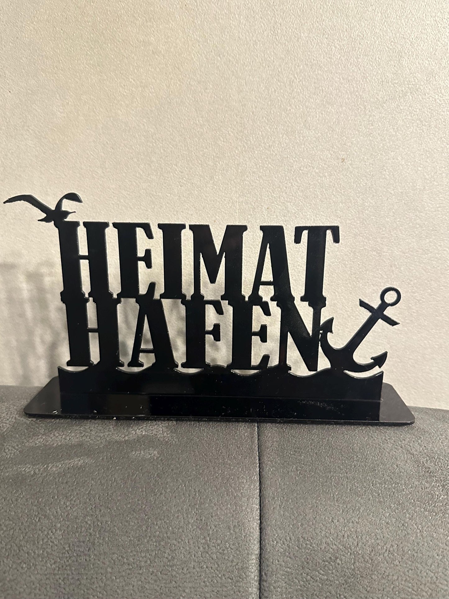 Schriftzug Heimathafen Acryl, Ostsee, Nordsee, Geschenk für Küstenkinder, Meer, maritime Deko zum Stellen, Tischdeko, 3d