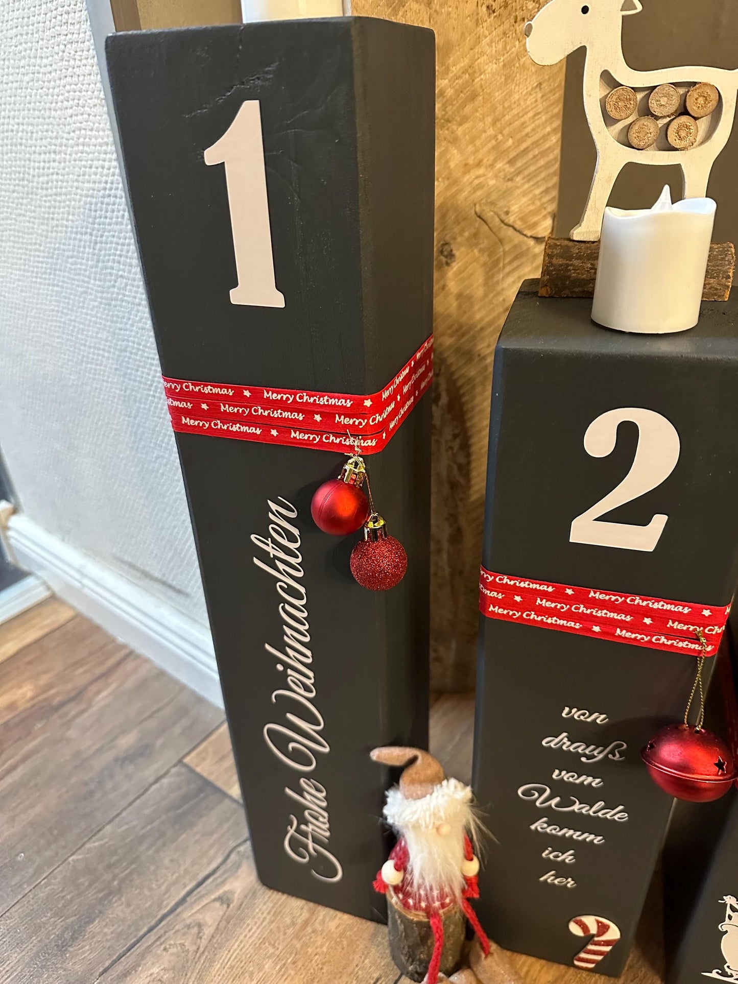 Adventskranz Weihnachtsdeko Weihnachten Kerzen Advent xmas Balken Kanthölzer Manapal maritime Deko Adventslichter Poller