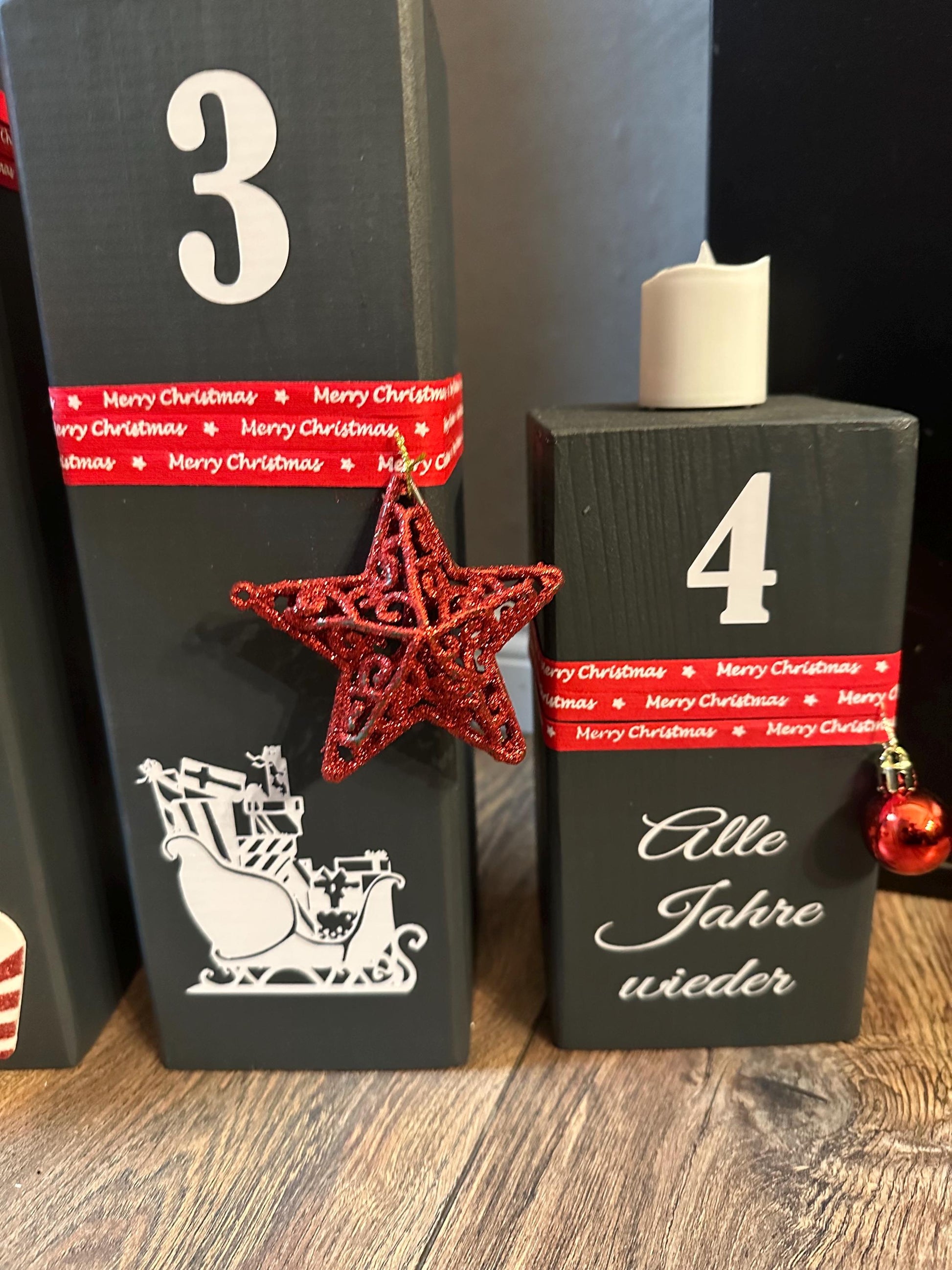 Adventskranz Weihnachtsdeko Weihnachten Kerzen Advent xmas Balken Kanthölzer Manapal maritime Deko Adventslichter Poller