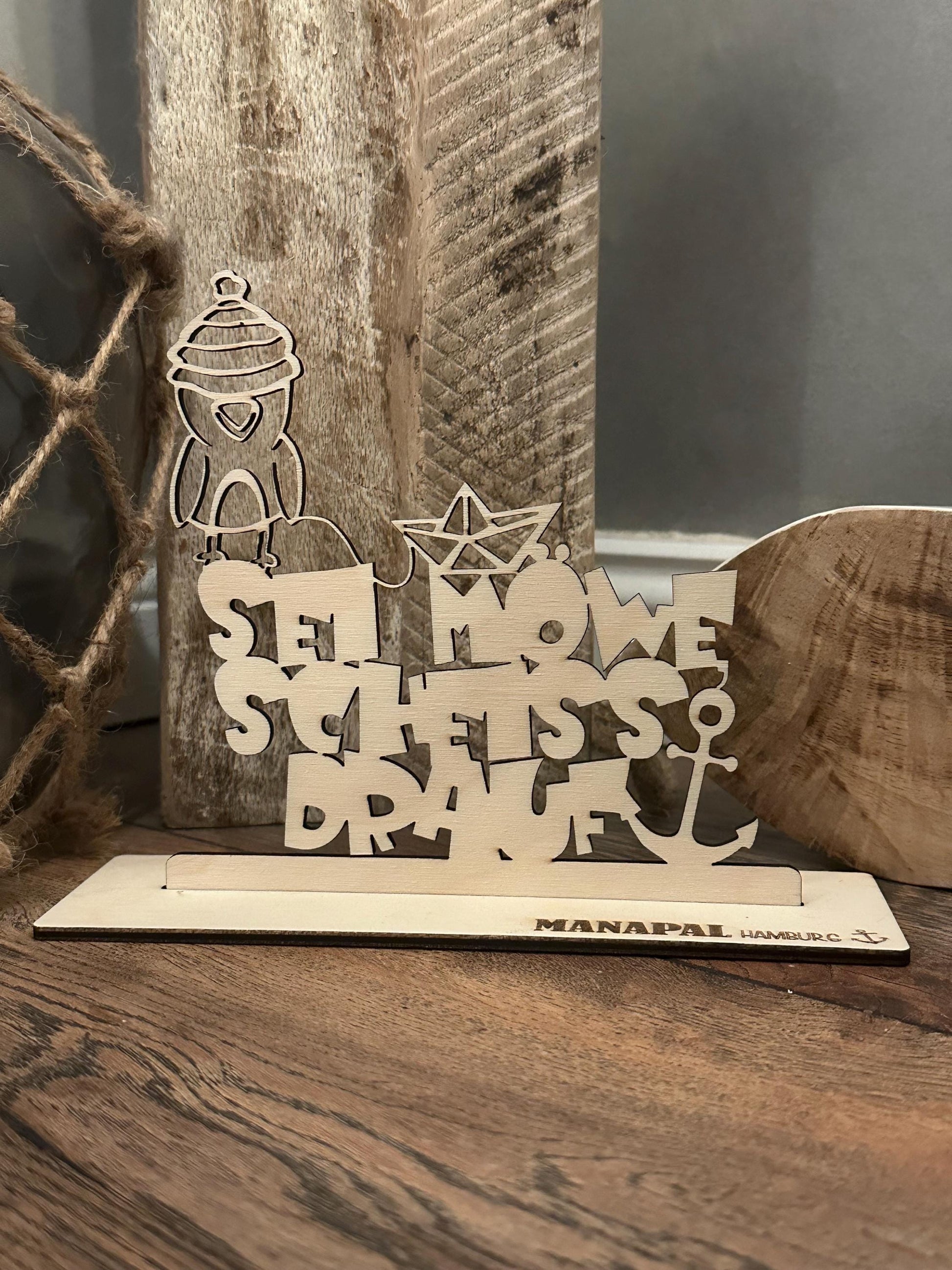 Sei Möwe Tischdeko Ostsee Nordsee Geschenk für Küstenkinder Meerliebe maritime Deko zum Stellen Manapal Schriftzug 3d Holz