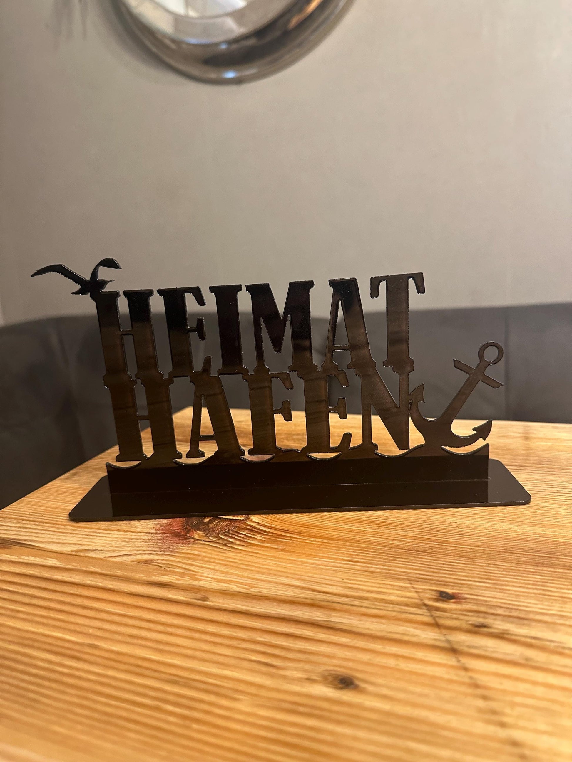 Schriftzug Heimathafen Acryl, Ostsee, Nordsee, Geschenk für Küstenkinder, Meer, maritime Deko zum Stellen, Tischdeko, 3d