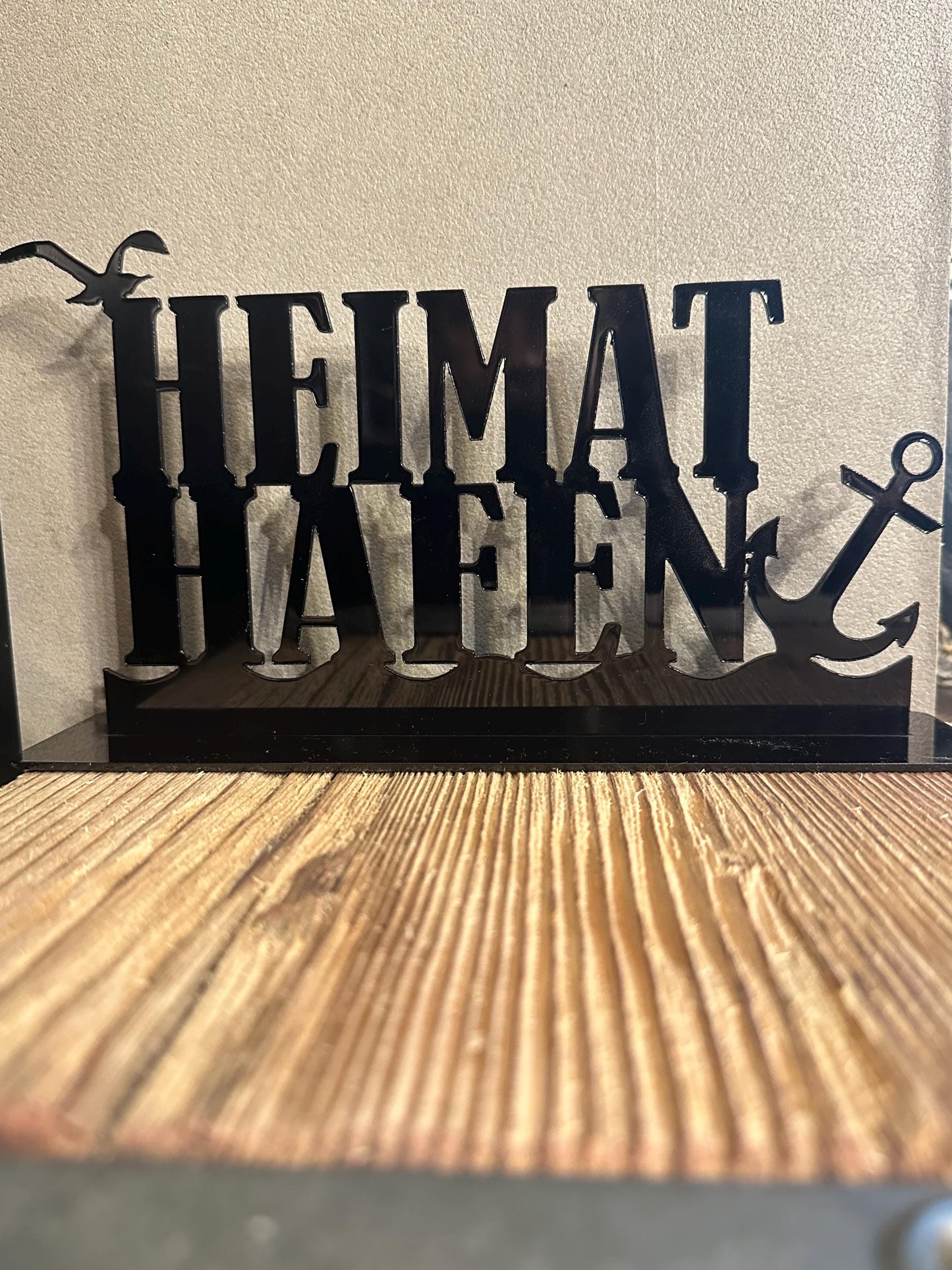 Schriftzug Heimathafen Acryl, Ostsee, Nordsee, Geschenk für Küstenkinder, Meer, maritime Deko zum Stellen, Tischdeko, 3d